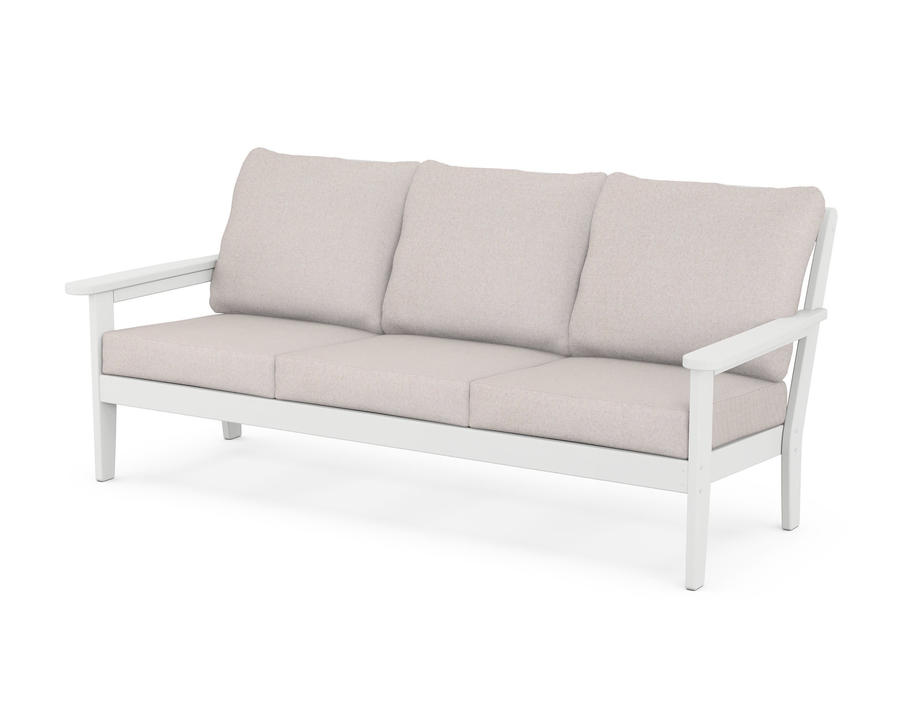 Cottage Deep Seating Sofa in White / Dune Burlap