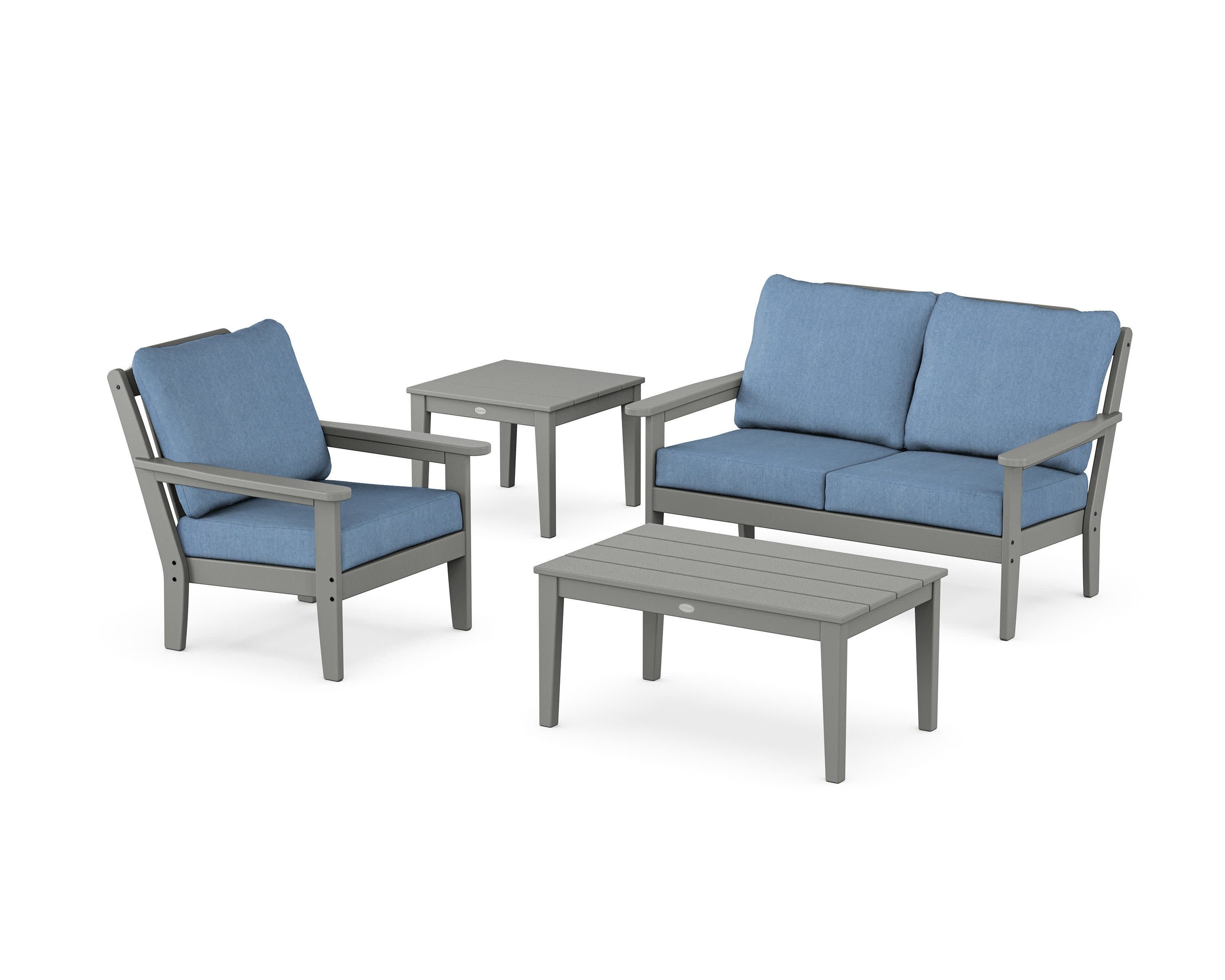 Wovendale 4-Piece Deep Seating Set in Slate Grey / Sky Blue