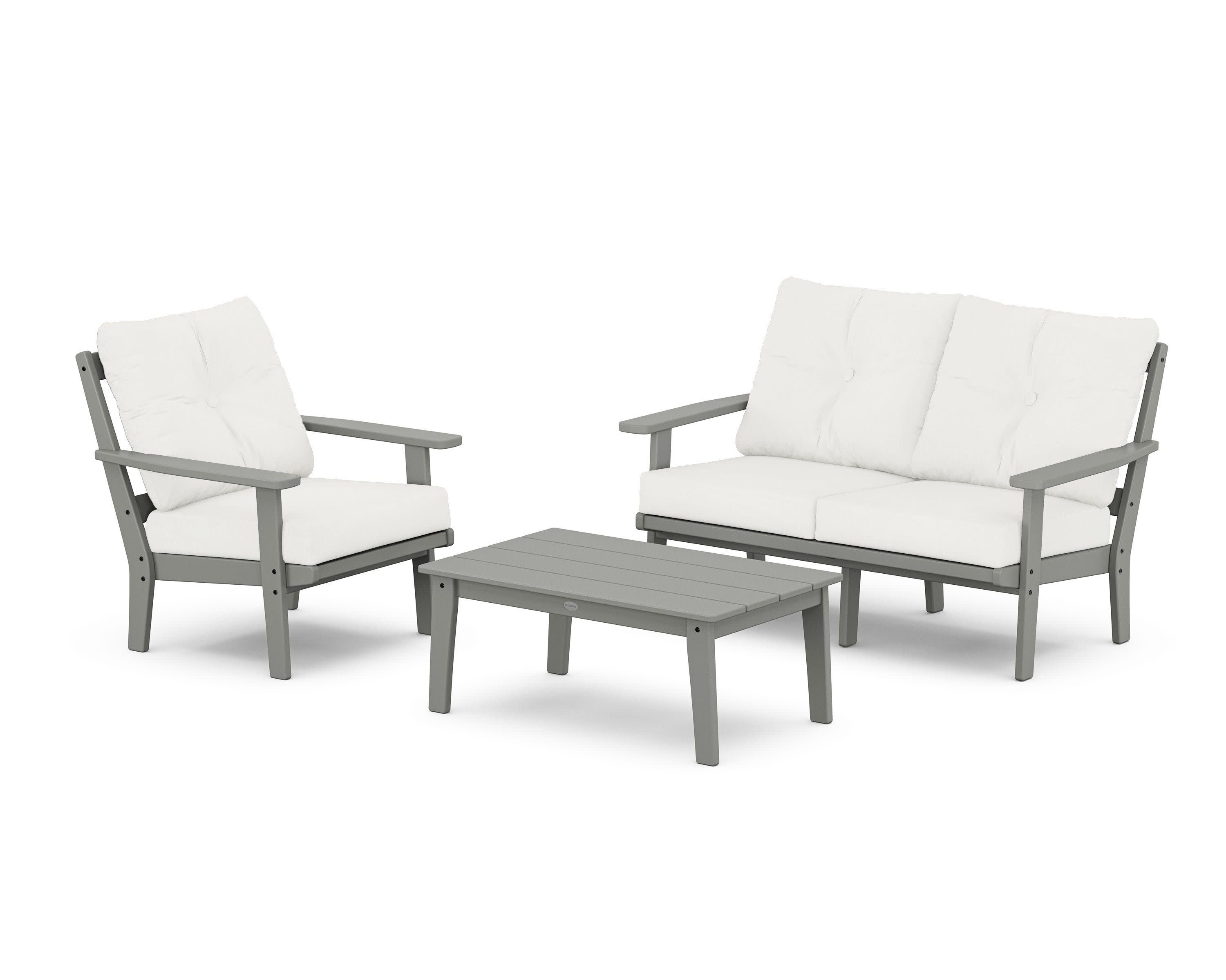 Prairie 3-Piece Deep Seating Set with Loveseat in Slate Grey / Natural Linen