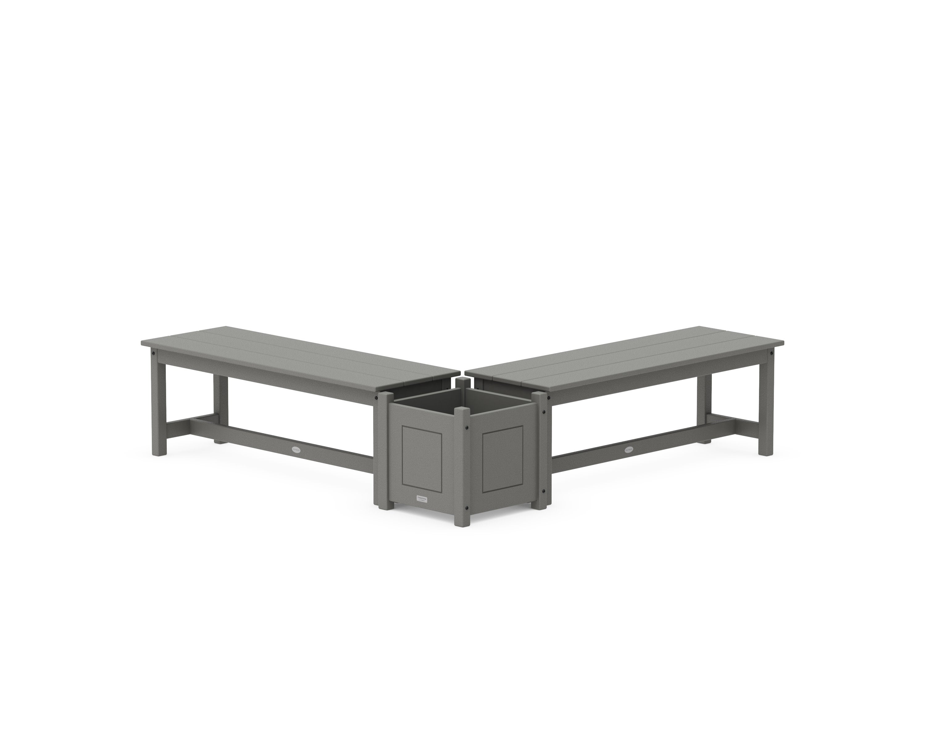 48" Country Living L- Shaped Planter Bench Set in Slate Grey