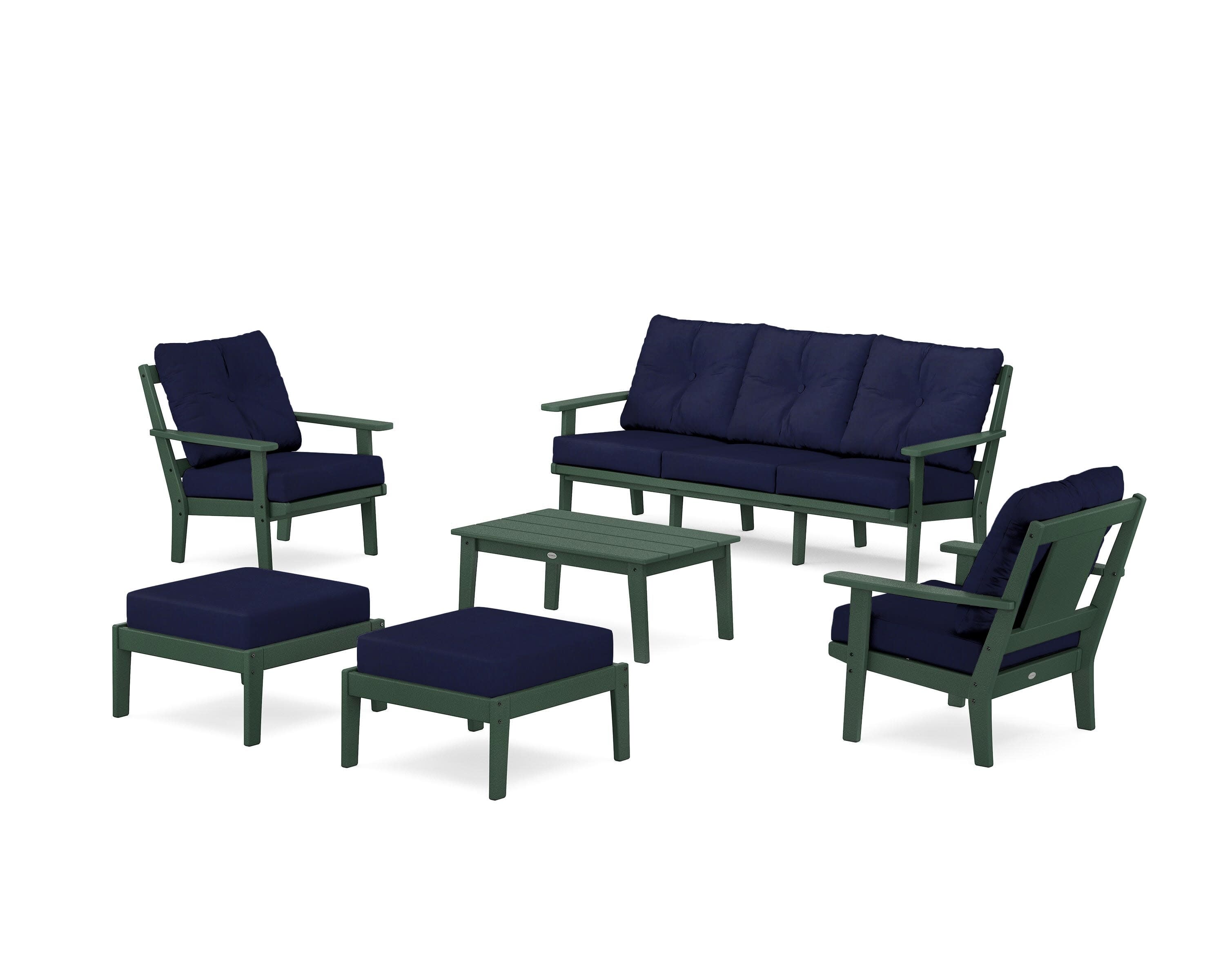 Prairie 6-Piece Lounge Sofa Set in Green / Navy