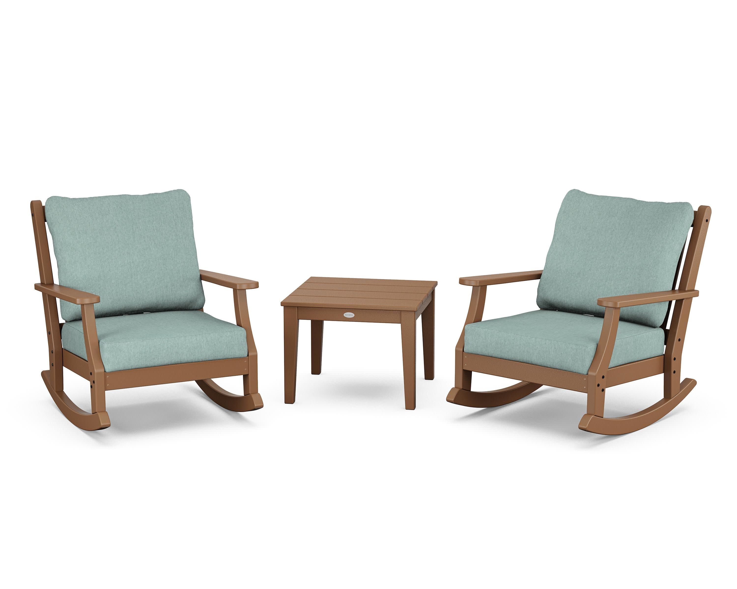 Wovendale 3-Piece Deep Seating Rocker Set in Teak / Glacier Spa