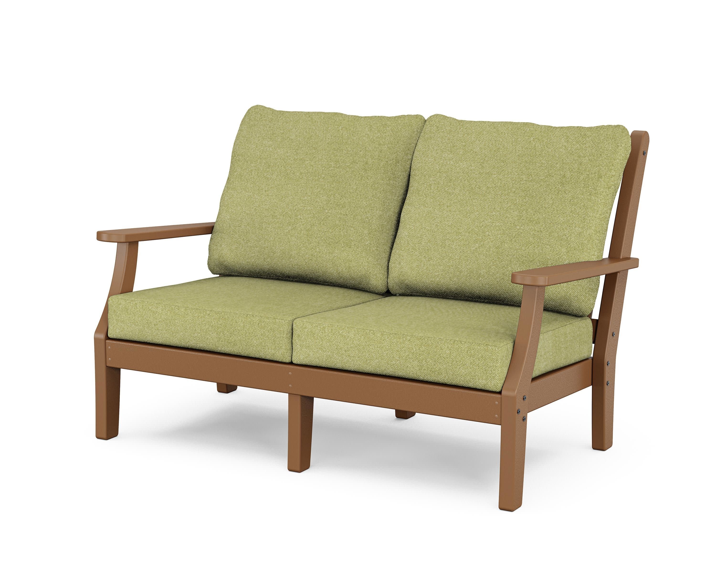Wovendale Deep Seating Loveseat in Teak / Chartreuse Boucle