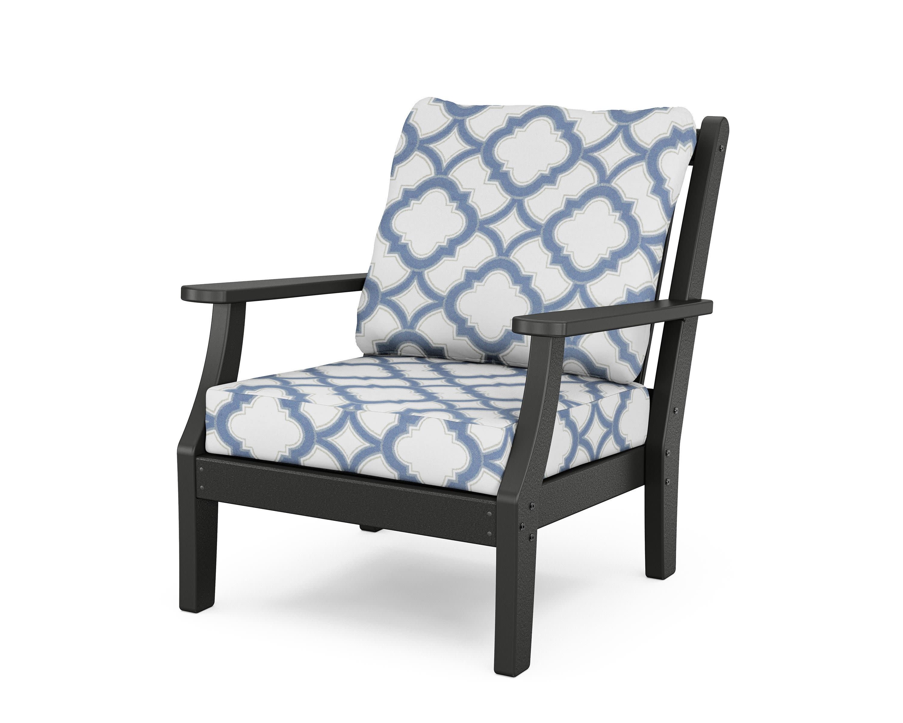 Wovendale Deep Seating Chair in Black / Trellis Sky Blue