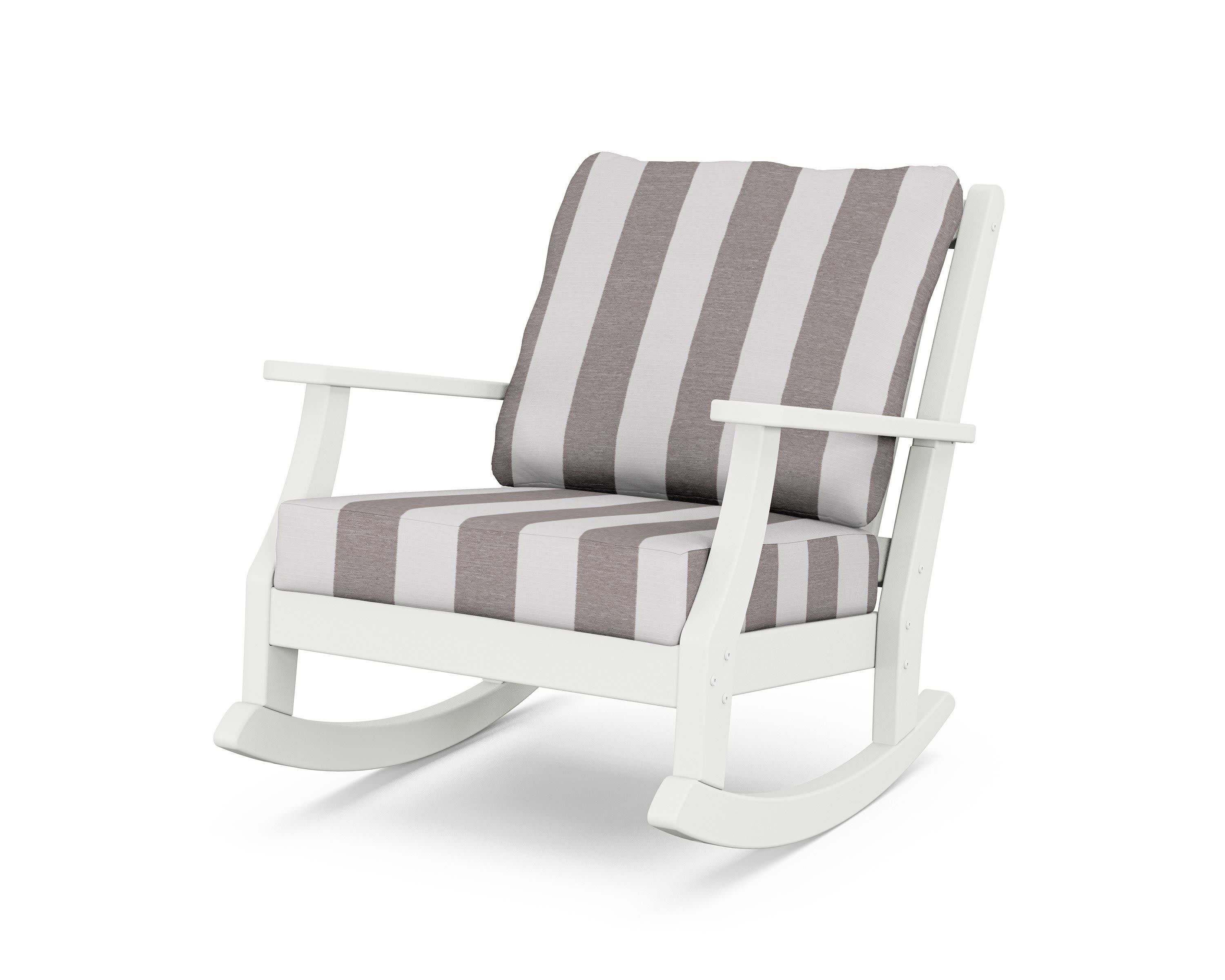 Wovendale Deep Seating Rocking Chair in White / Cabana Stripe Grey Mist