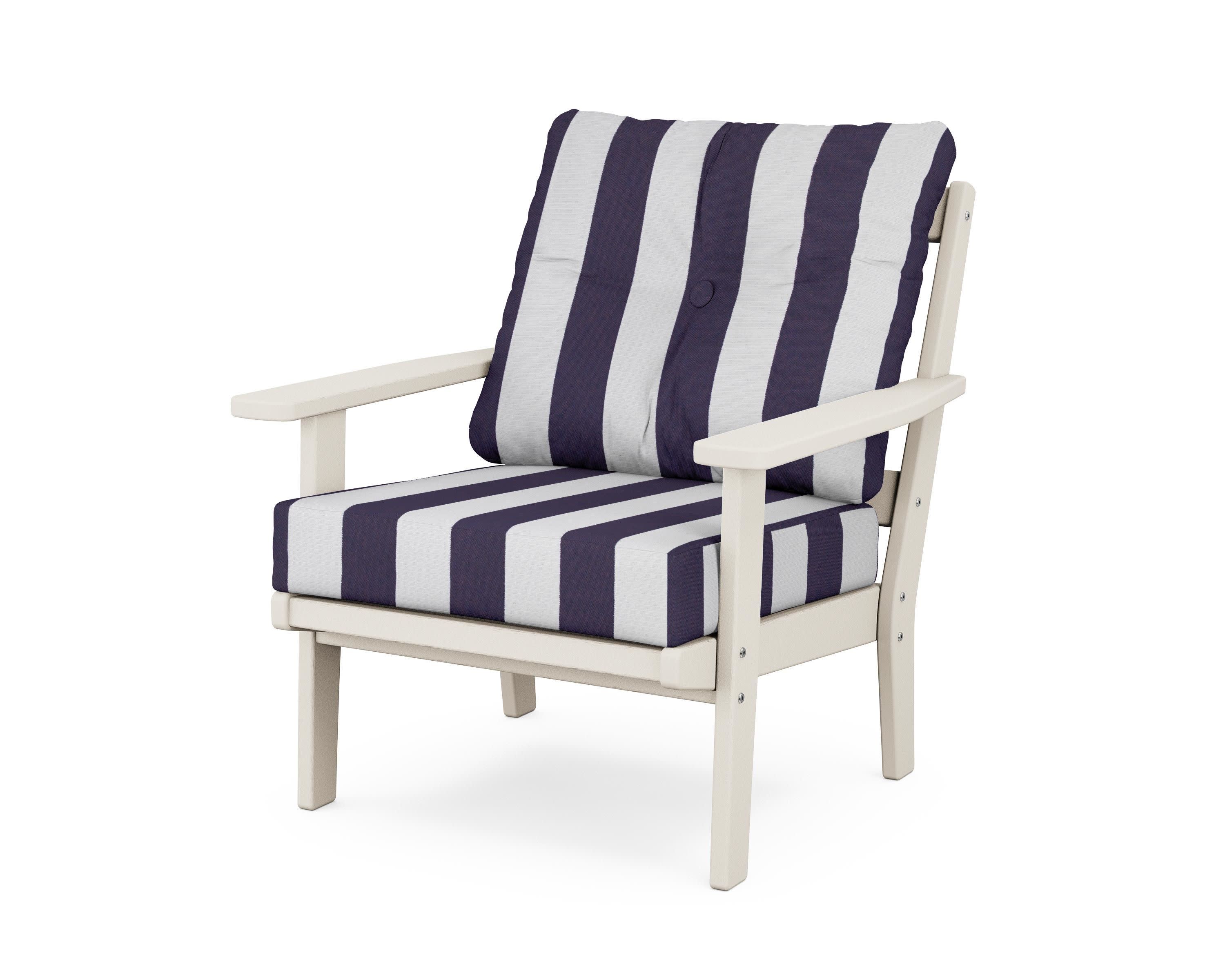 Prairie Deep Seating Chair in Sand / Cabana Stripe Navy