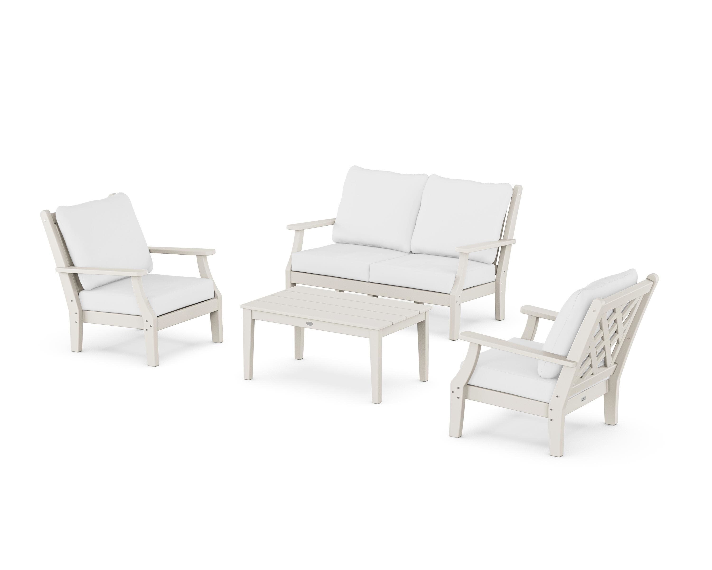 Wovendale 4-Piece Deep Seating Set with Loveseat in Sand / Natural