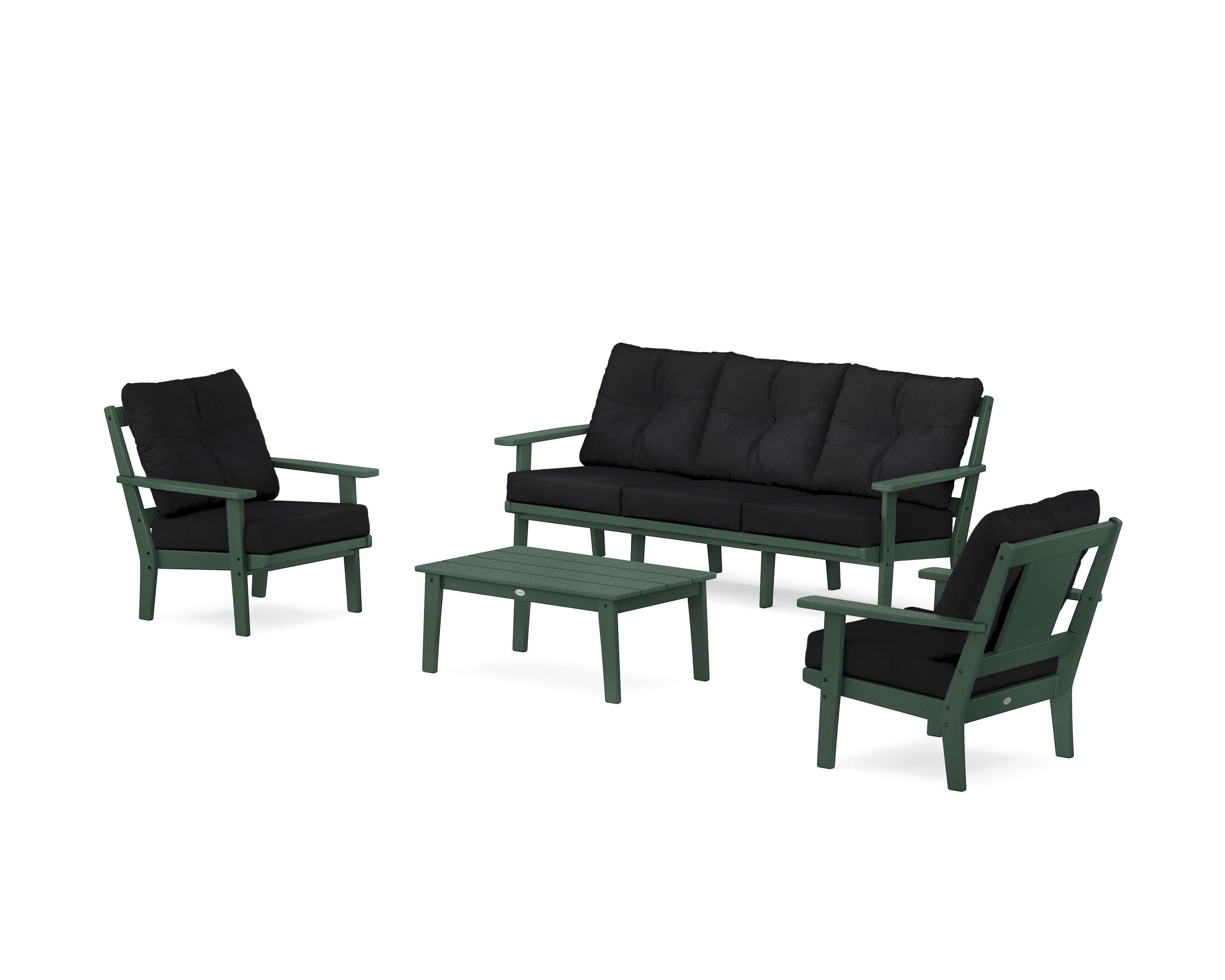 Prairie 4-Piece Deep Seating Set with Sofa in Green / Midnight Linen
