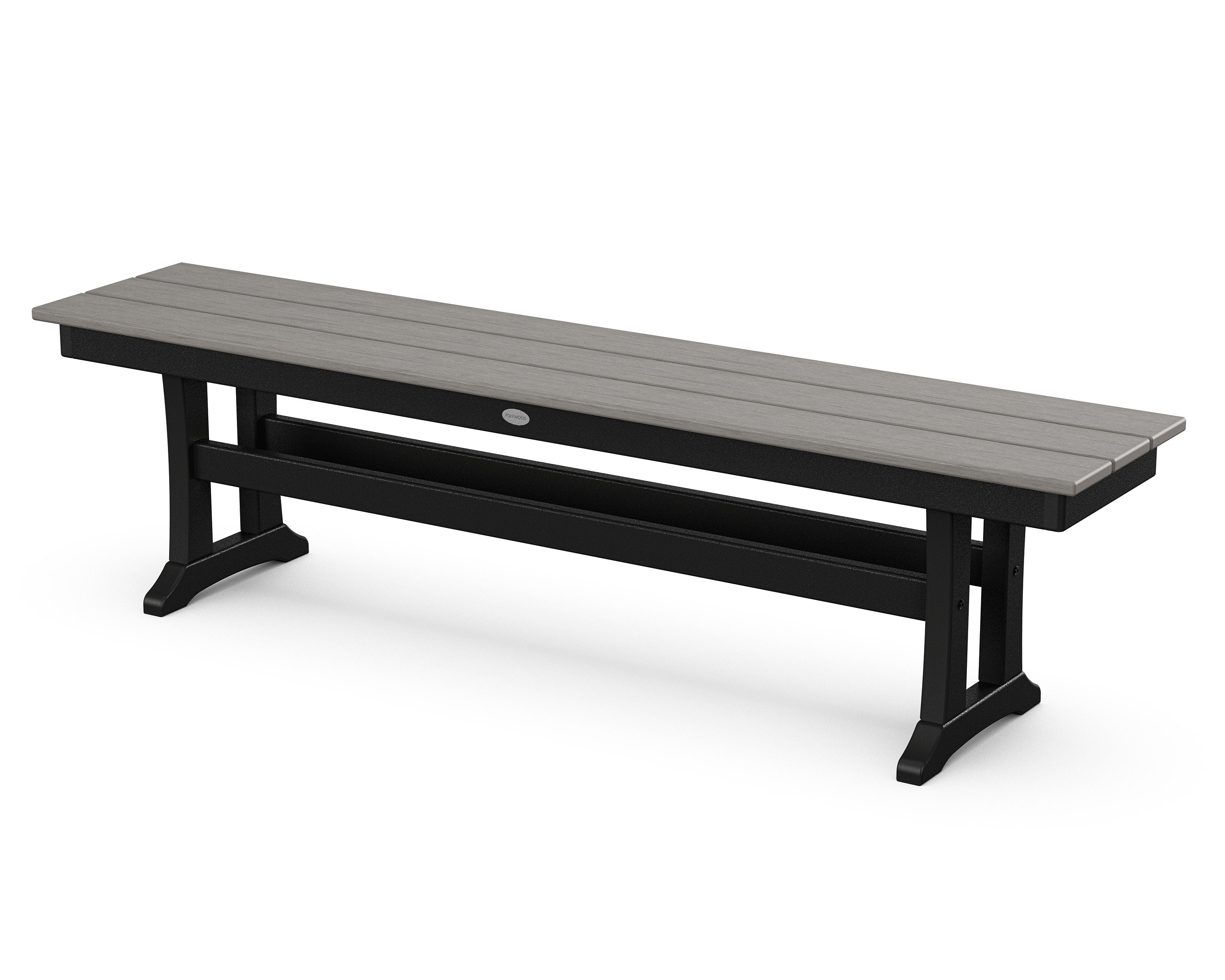 Farmhouse Trestle 65" Bench in Black / Driftwood