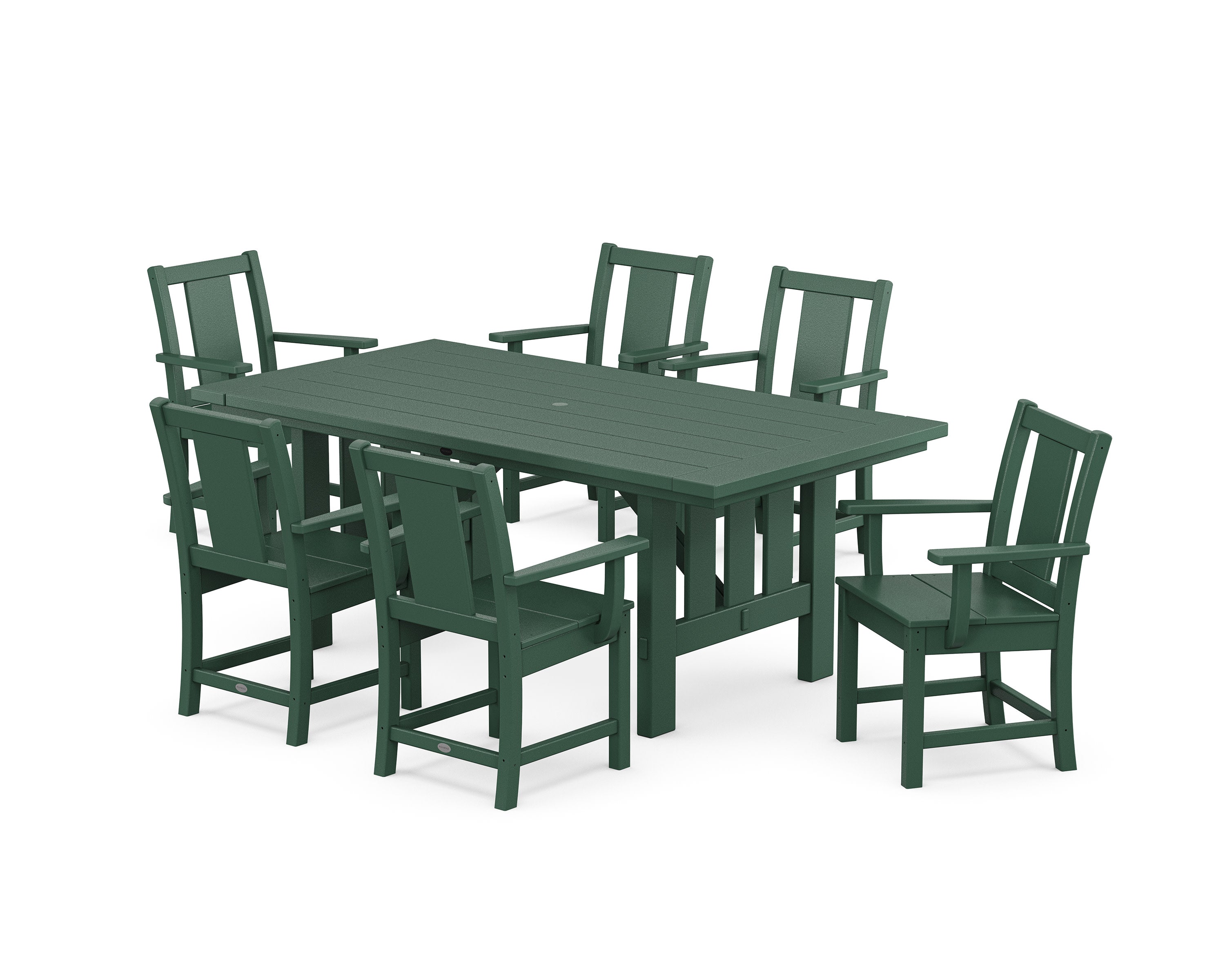 Prairie Arm Chair 7-Piece Mission Dining Set in Green