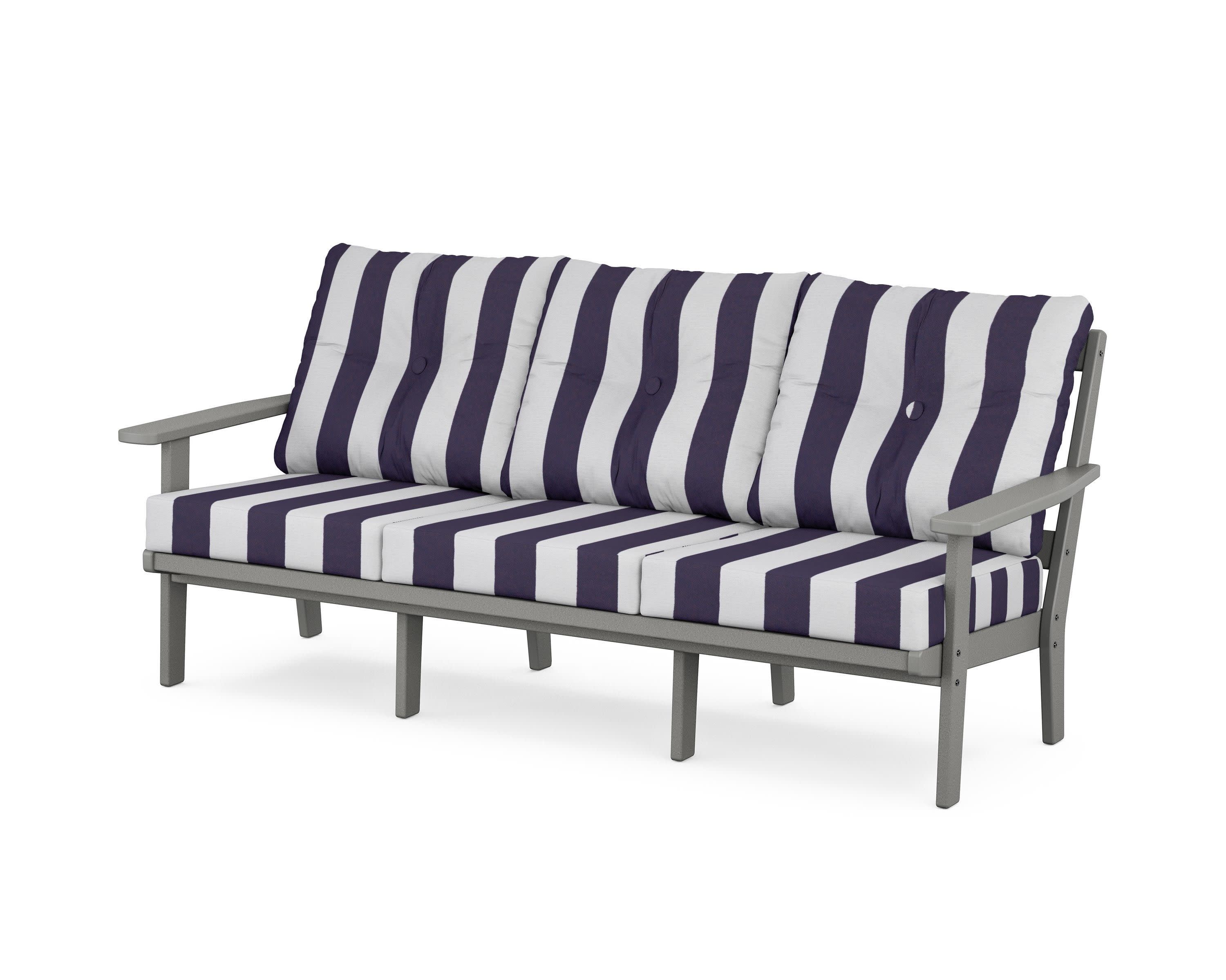 PrairieDeep Seating Sofa in Slate Grey / Cabana Stripe Navy