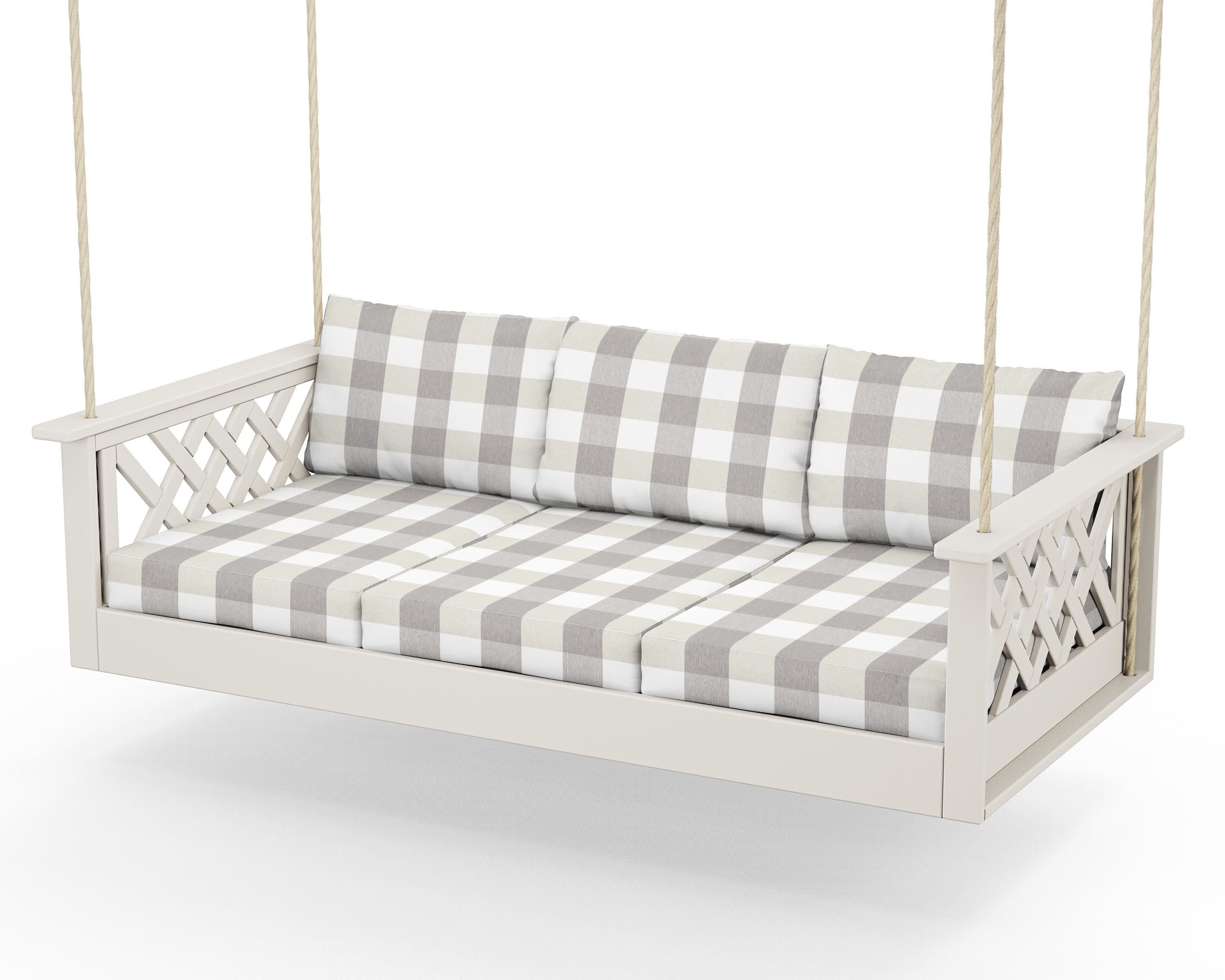 Wovendale Daybed Swing in Sand / Buffalo Plaid Grey Mist