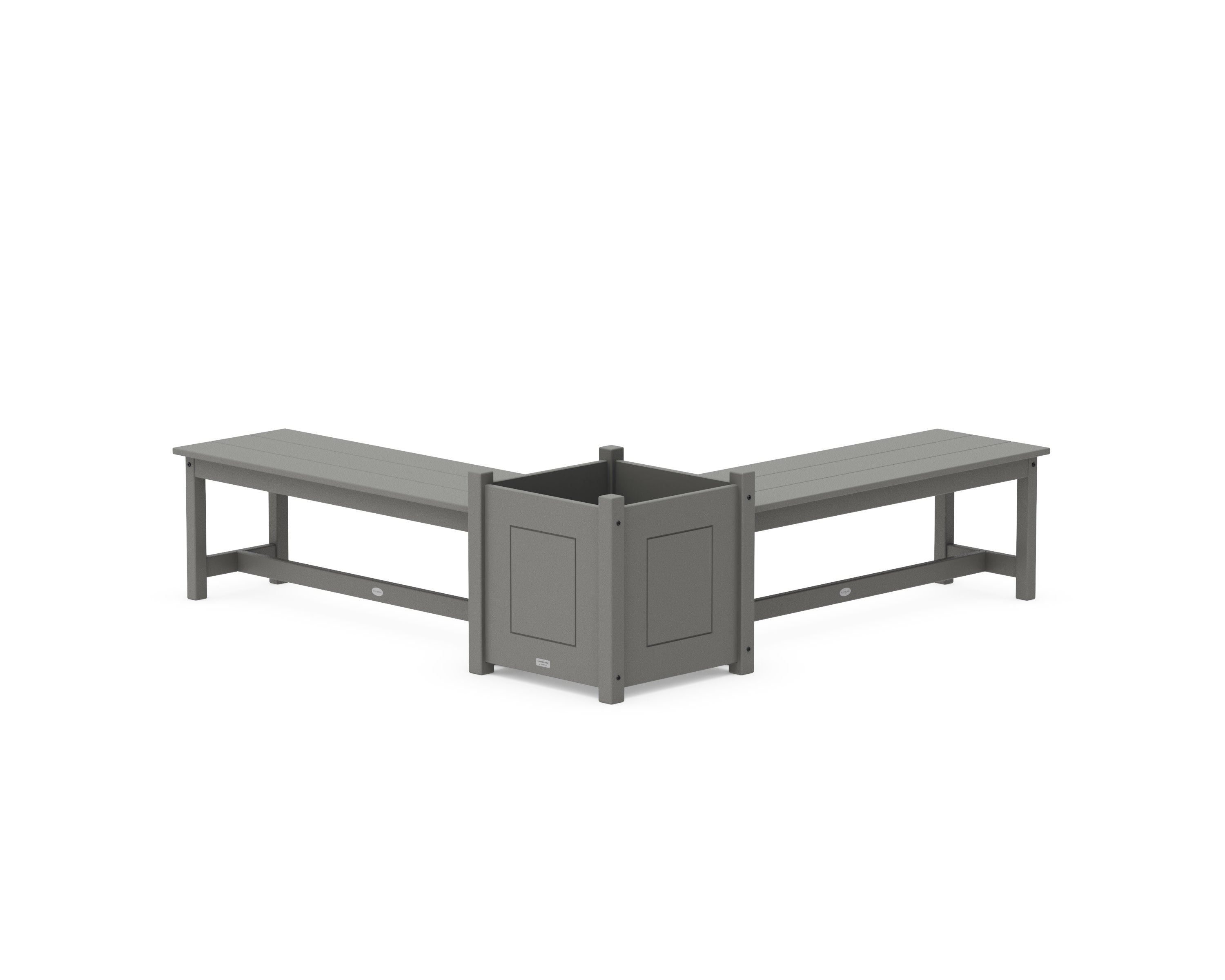 48" Country Living L- Shaped Planter Bench Set- Large in Slate Grey