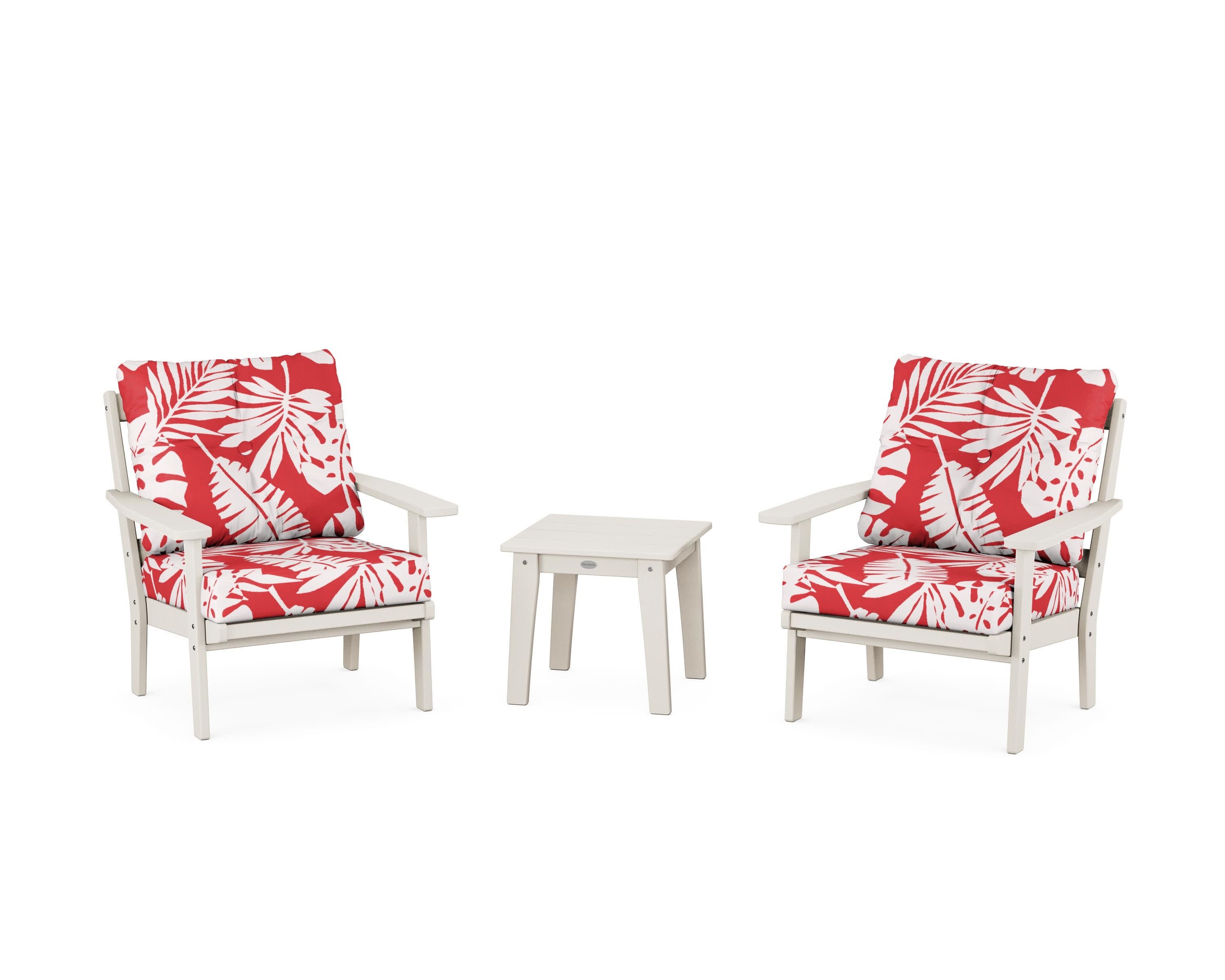 Prairie 3-Piece Deep Seating Set in Sand / Leaf Crimson