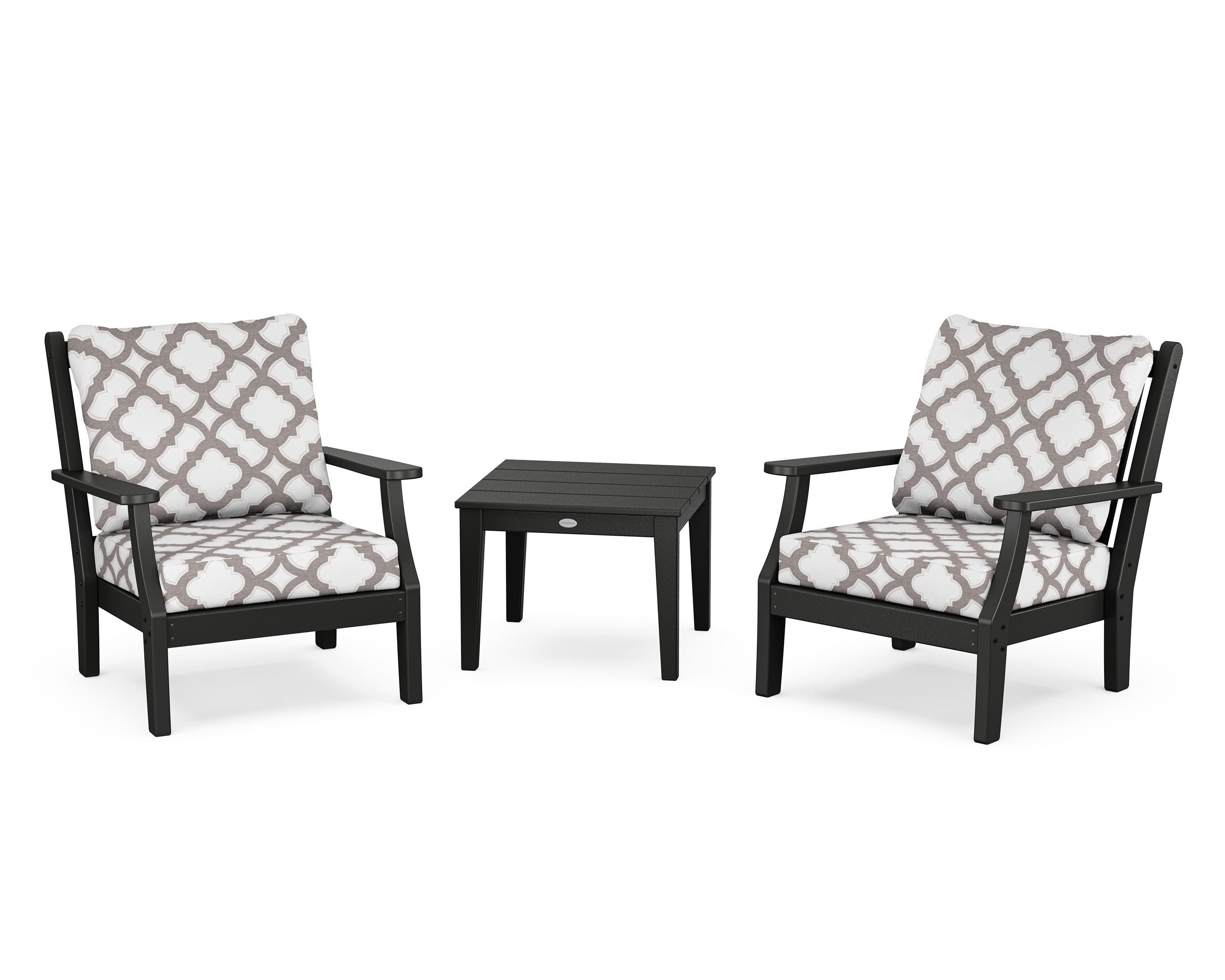 Wovendale 3-Piece Deep Seating Set in Black / Trellis Grey Mist