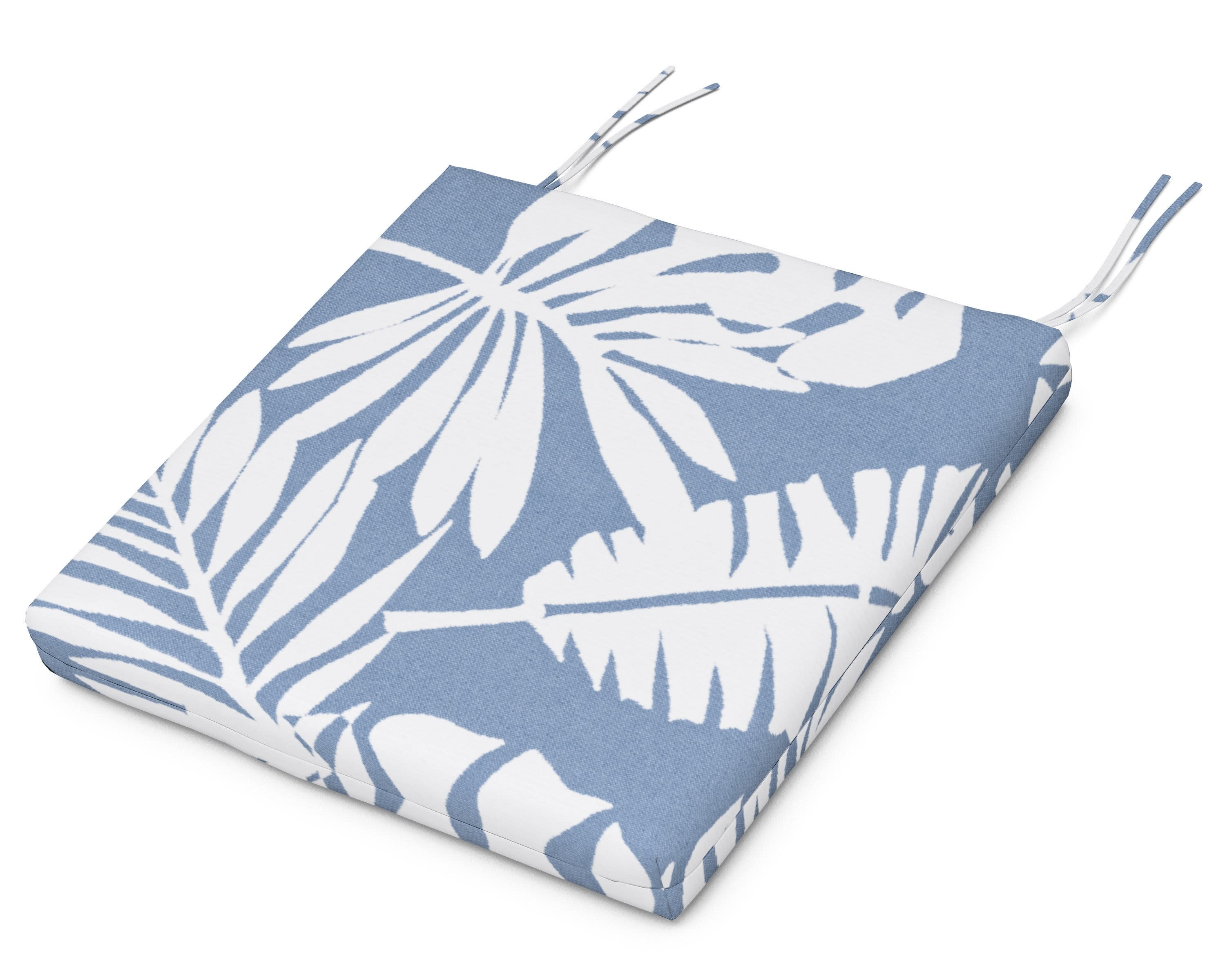 Standard Seat Cushion 17.25"D x 19.25"W x 2.5"H in Leaf Sky Blue