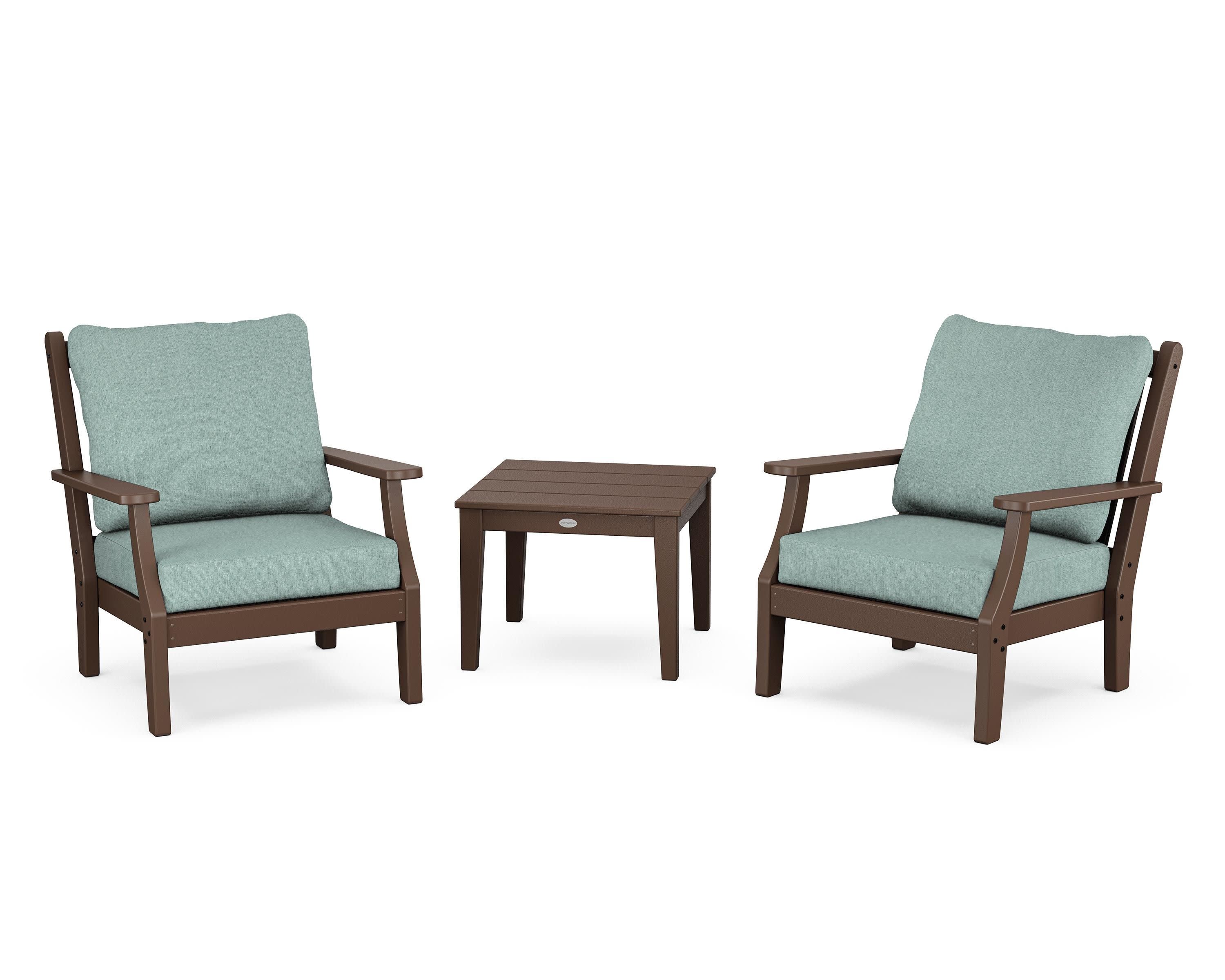 Wovendale 3-Piece Deep Seating Set in Mahogany / Glacier Spa