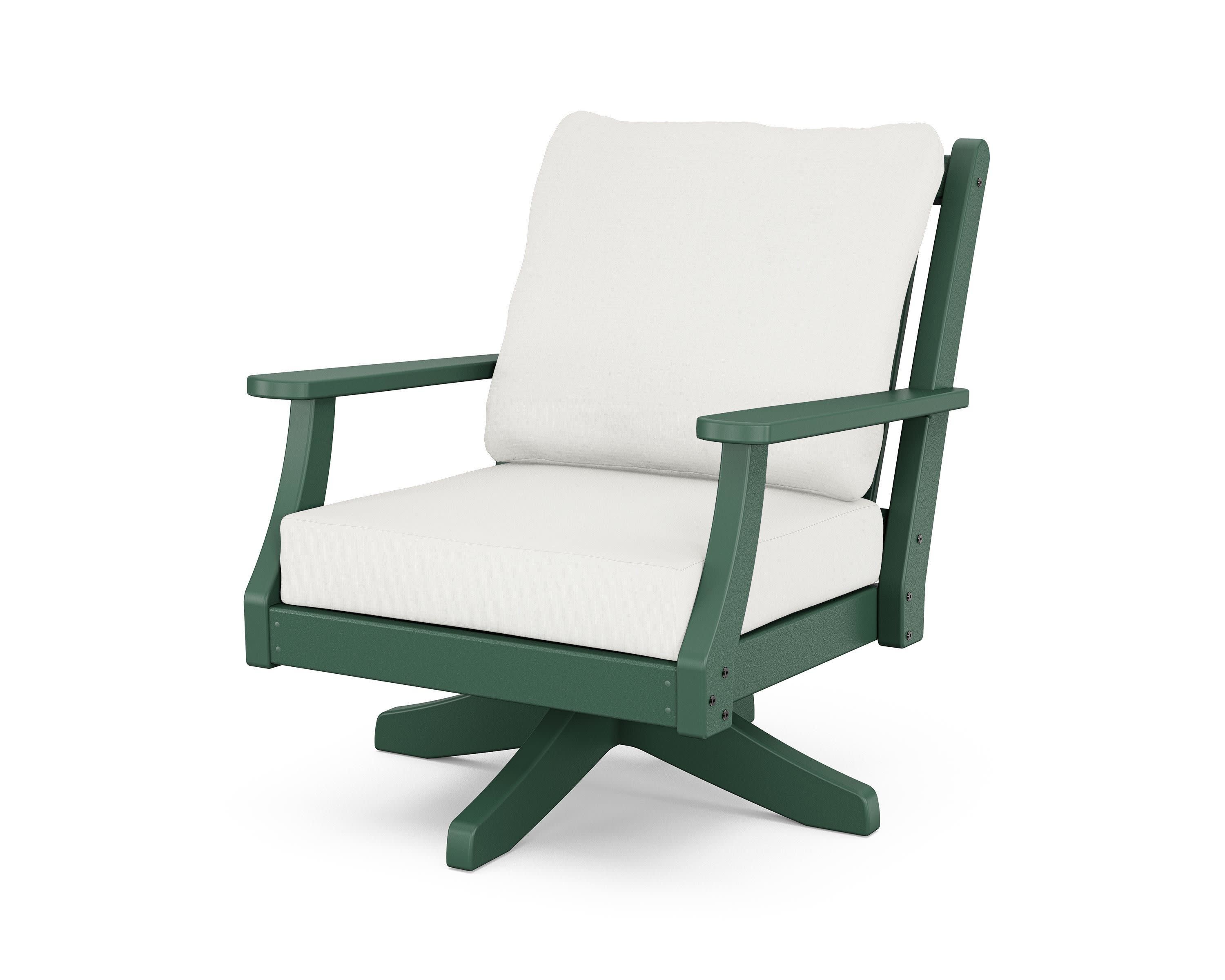 Wovendale Deep Seating Swivel Chair in Green / Natural Linen