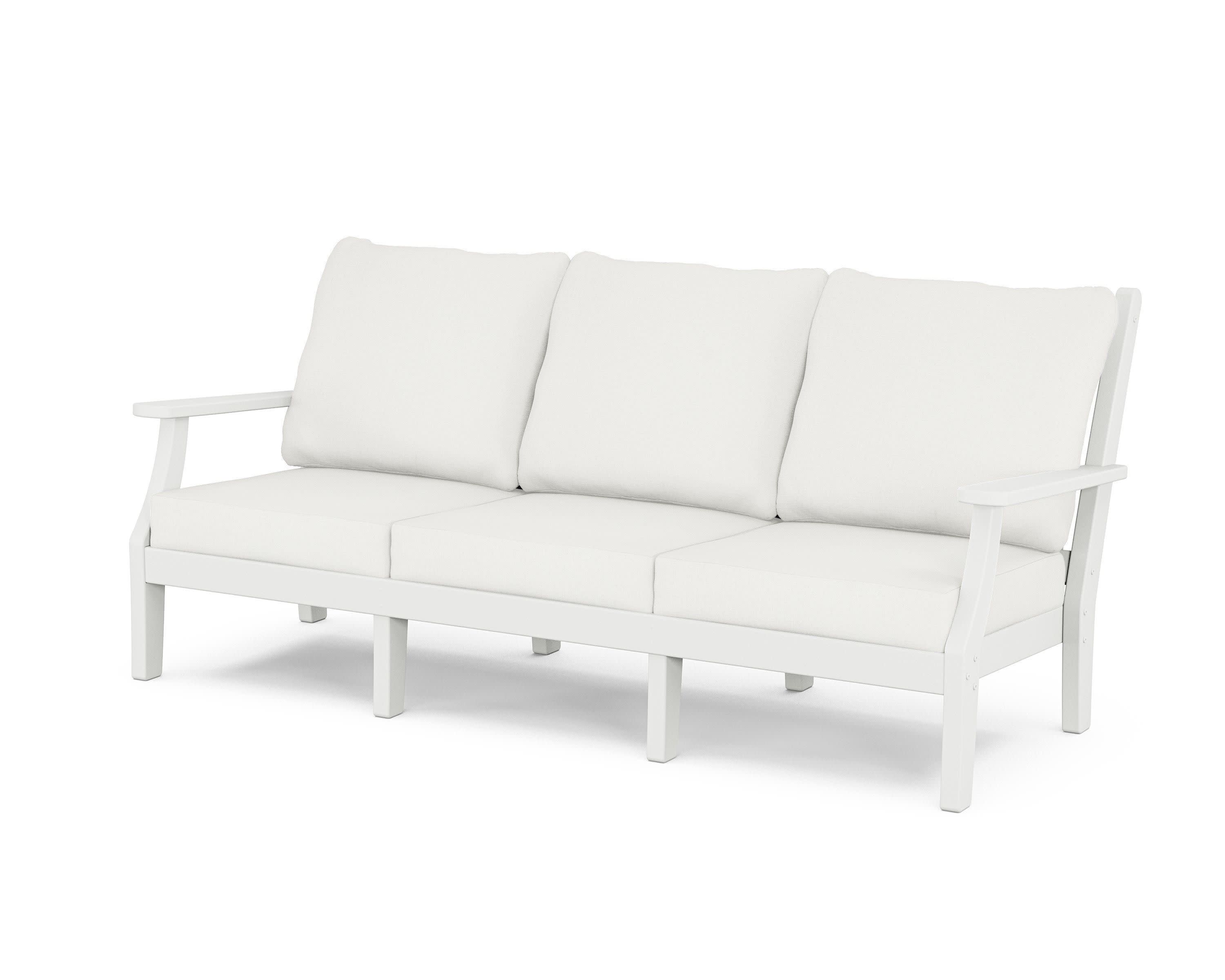 Wovendale Deep Seating Sofa in White / Natural Linen