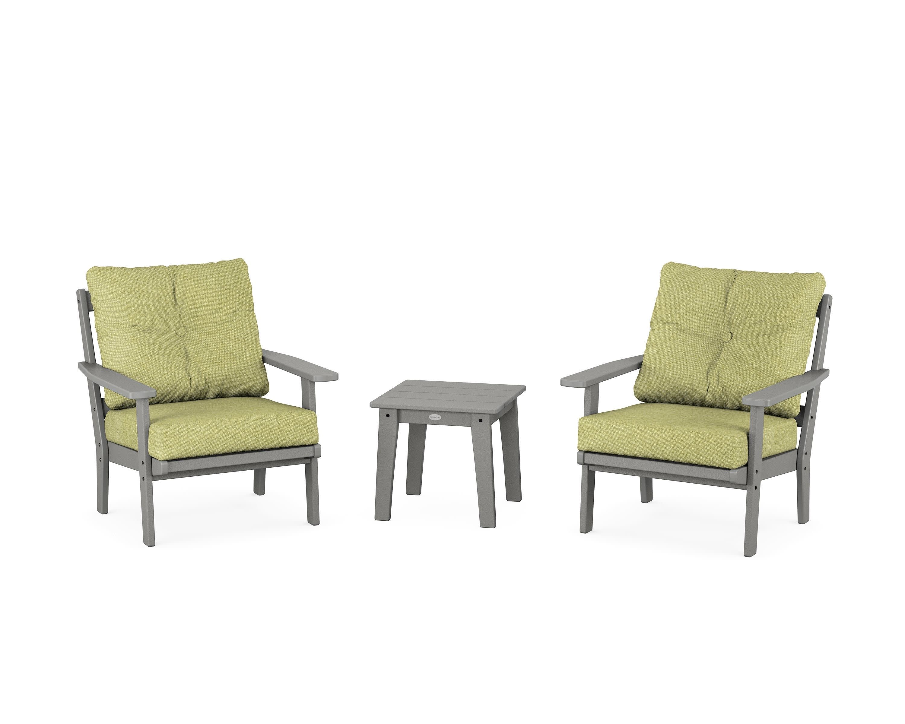 Prairie 3-Piece Deep Seating Set in Slate Grey / Chartreuse Boucle