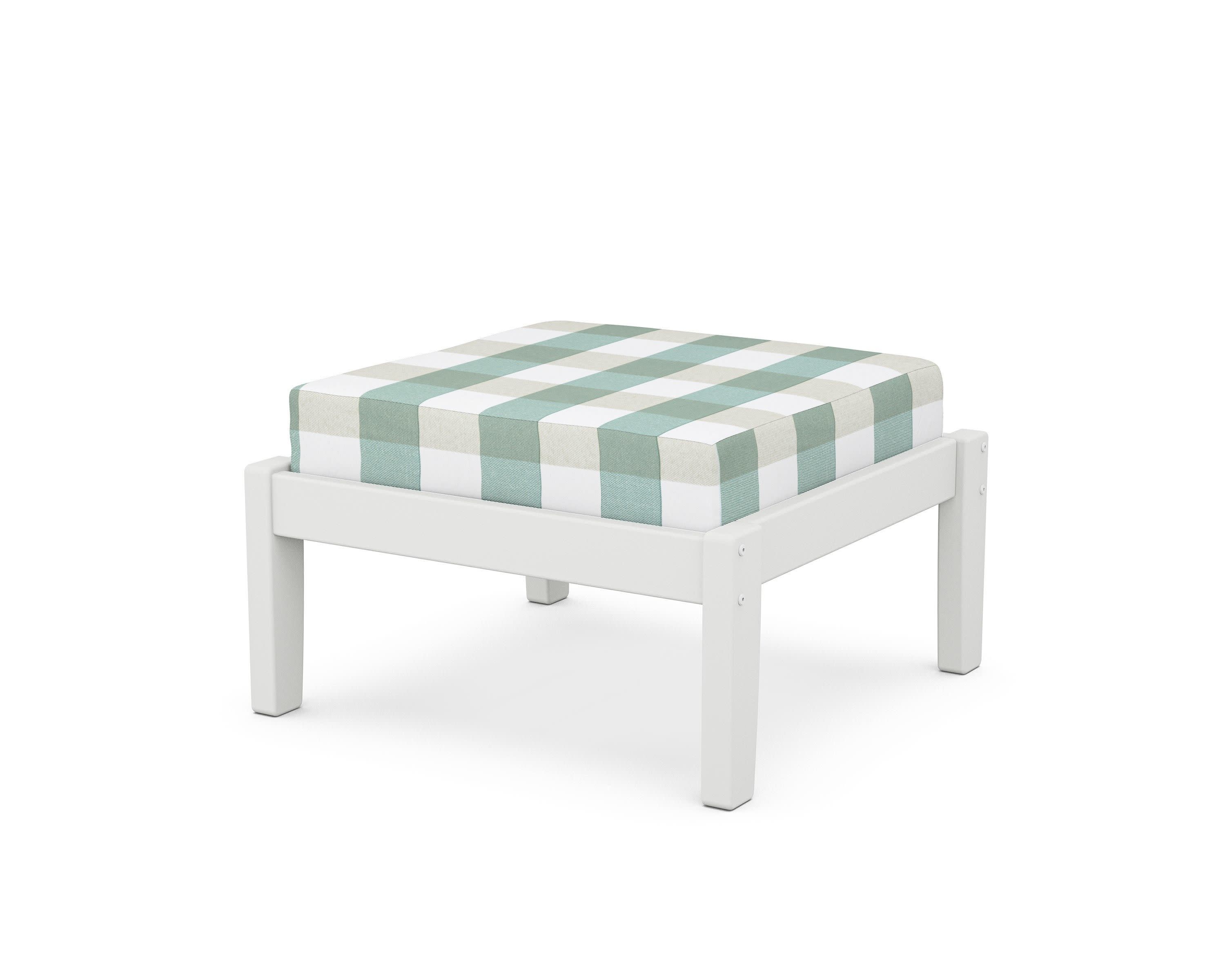 Deep Seating Ottoman in White / Buffalo Plaid Glacier Spa