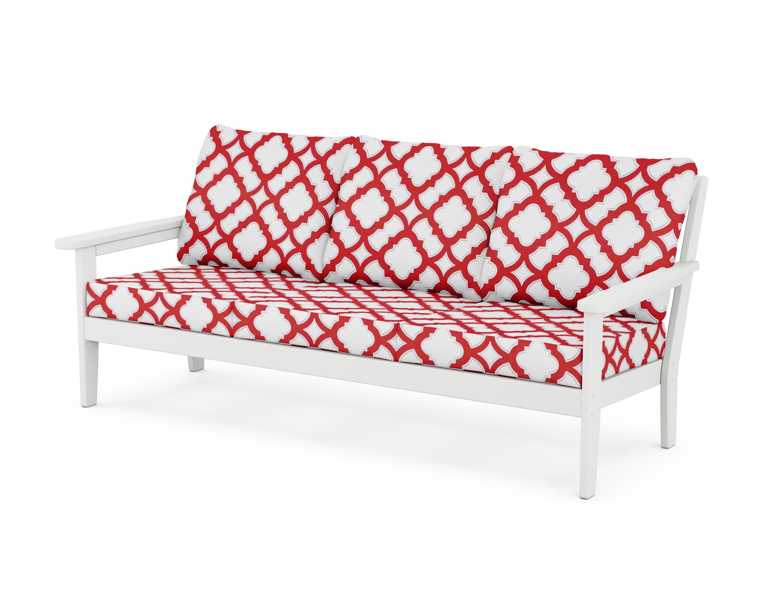 Cottage Deep Seating Sofa in White / Trellis Crimson