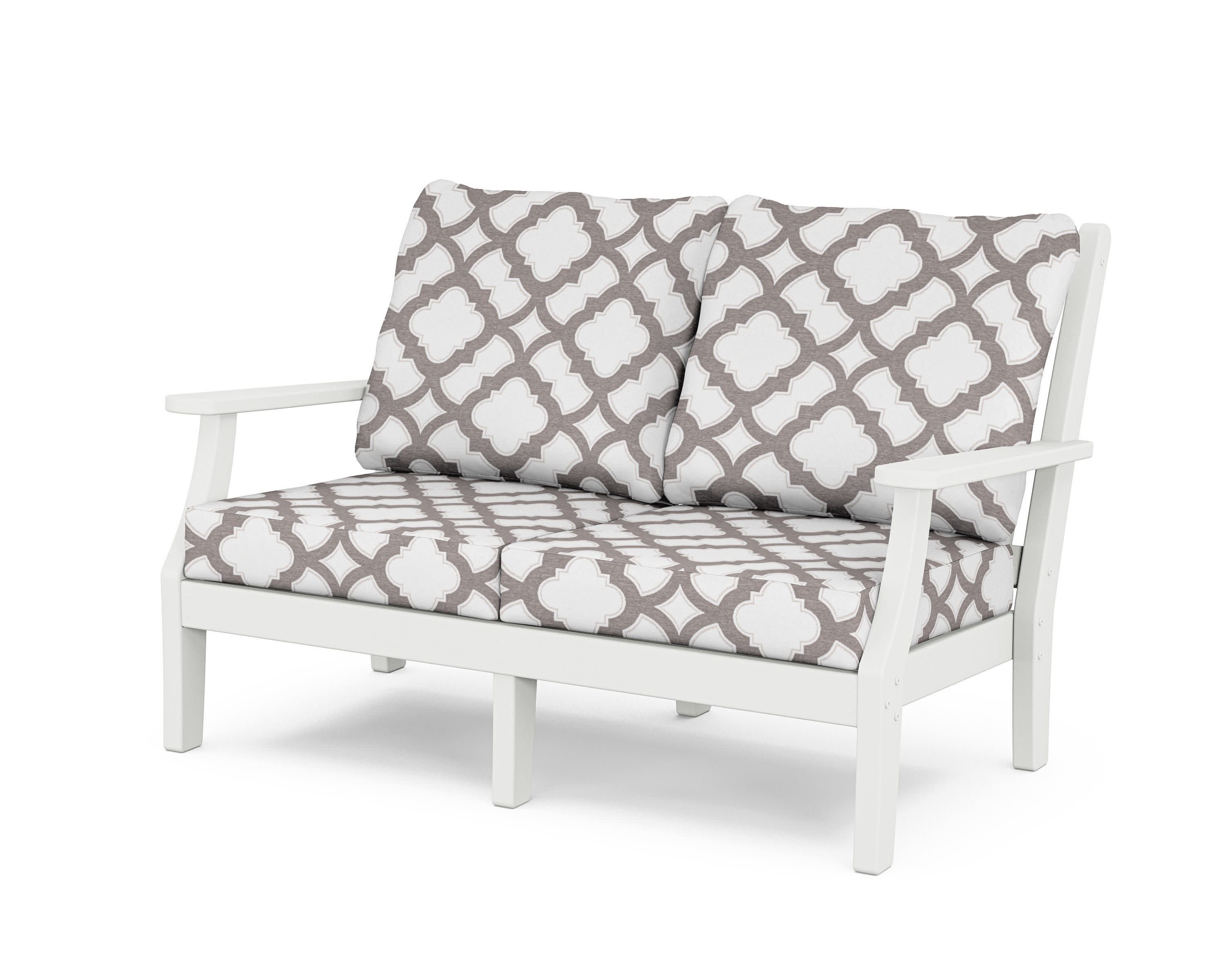 Wovendale Deep Seating Loveseat in White / Trellis Grey Mist