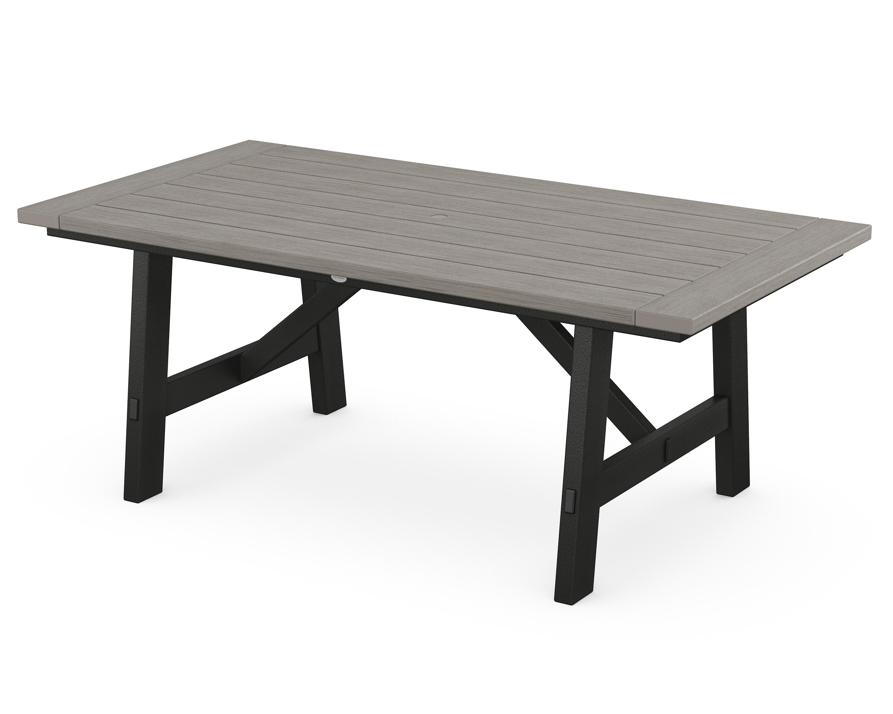 Rustic Farmhouse 39" x 75" Dining Table in Black / Driftwood