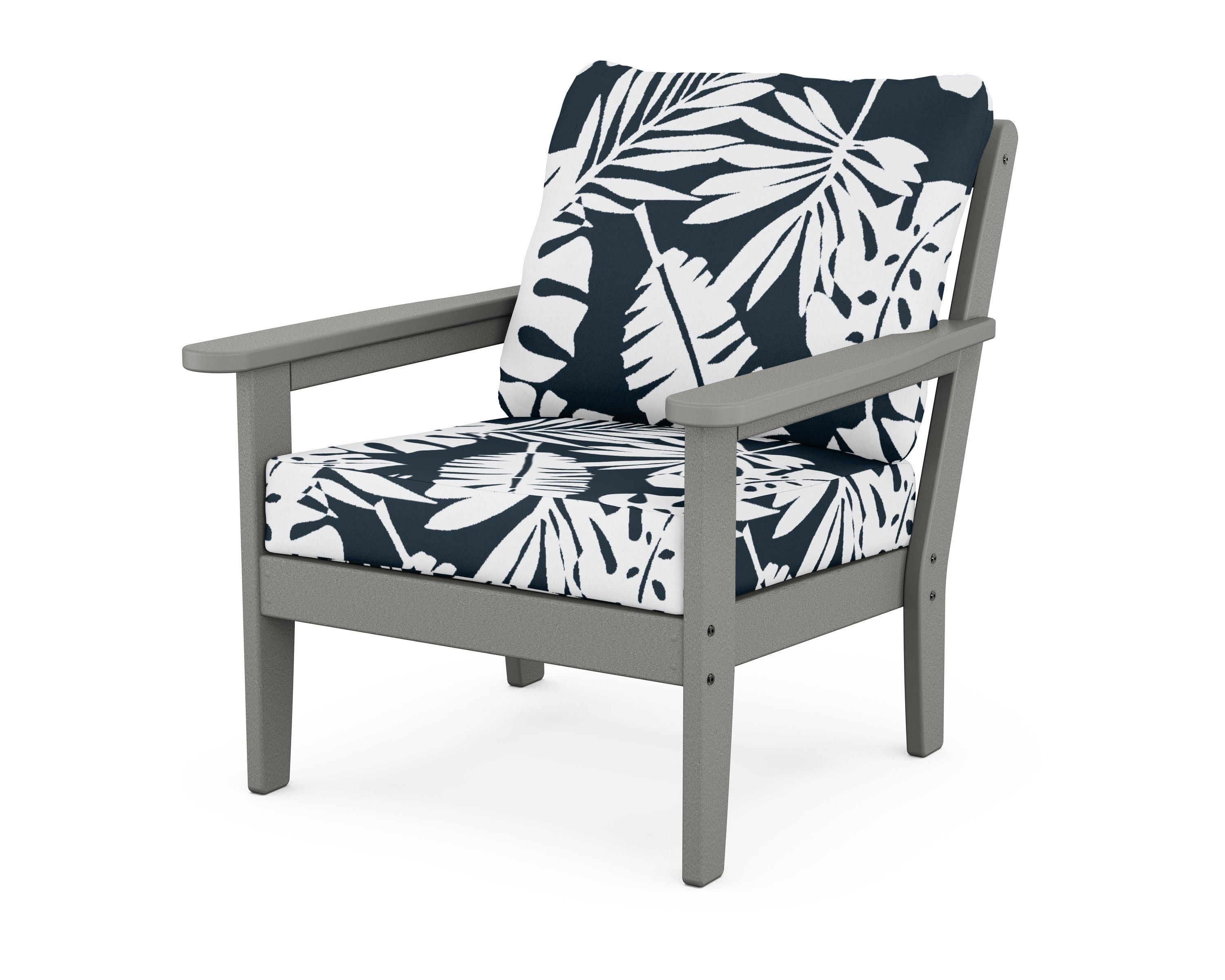 Cottage Deep Seating Chair in Slate Grey / Leaf Marine Indigo