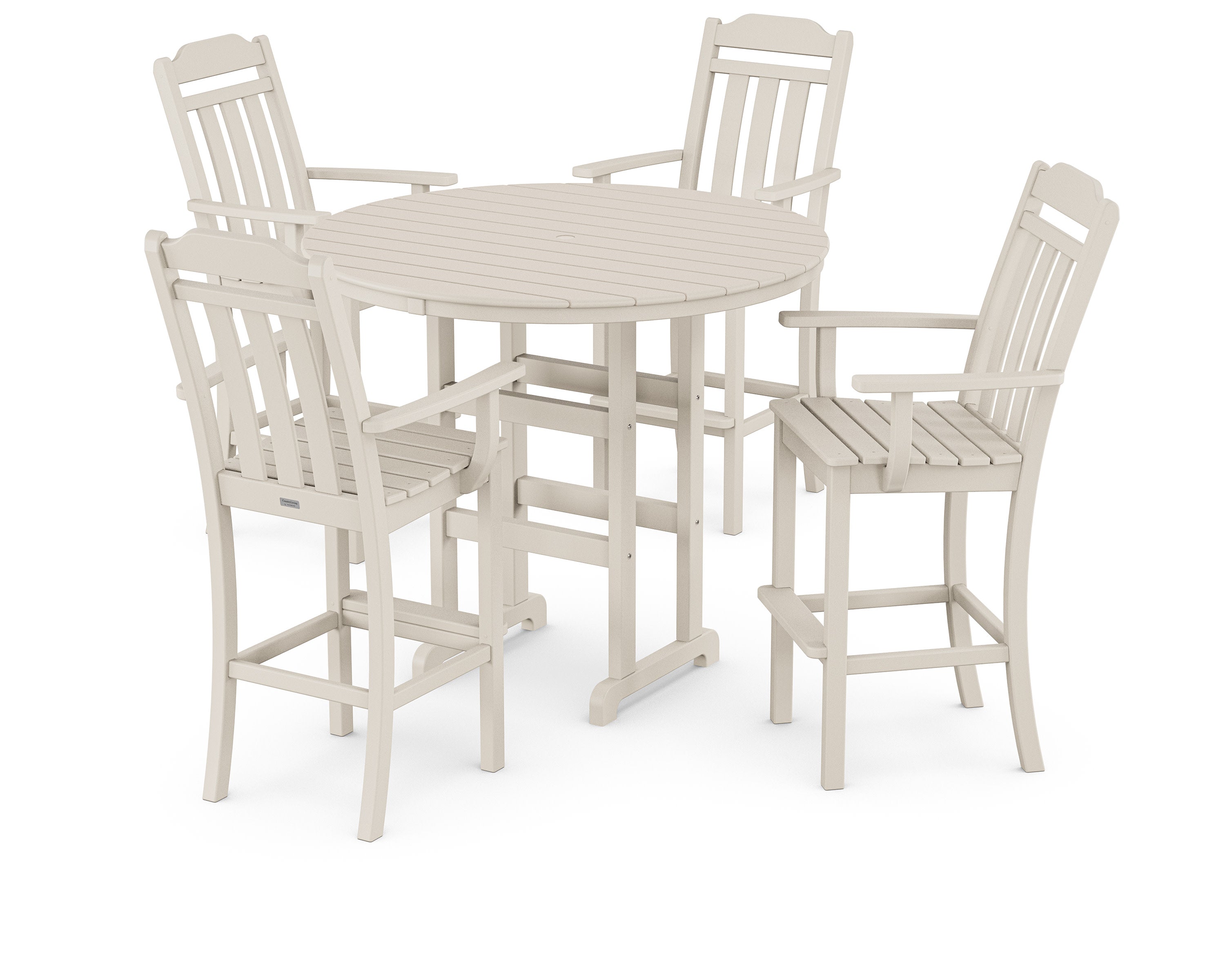 Cottage 5-Piece Round Farmhouse Bar Set in Sand