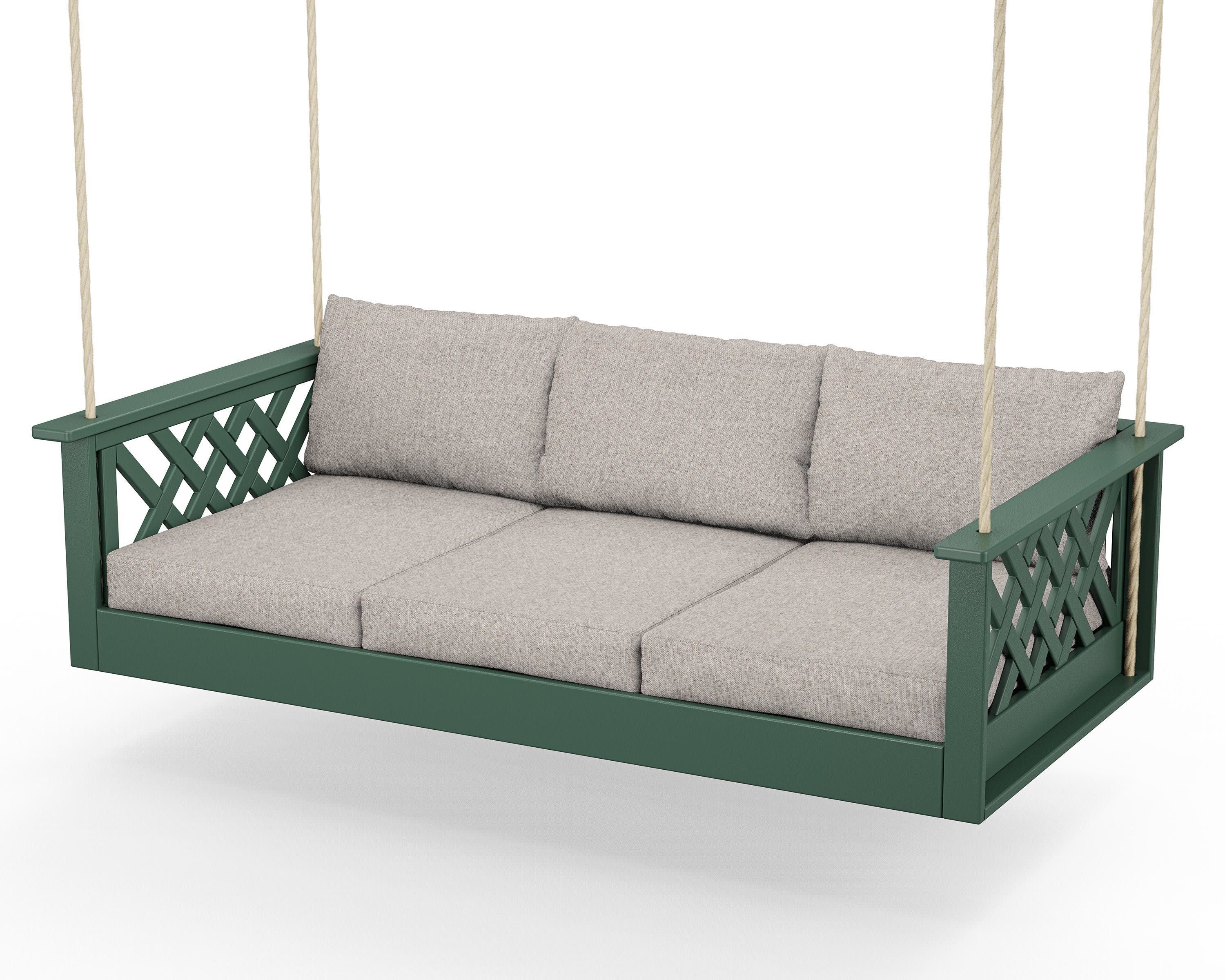 Wovendale Daybed Swing in Green / Weathered Tweed