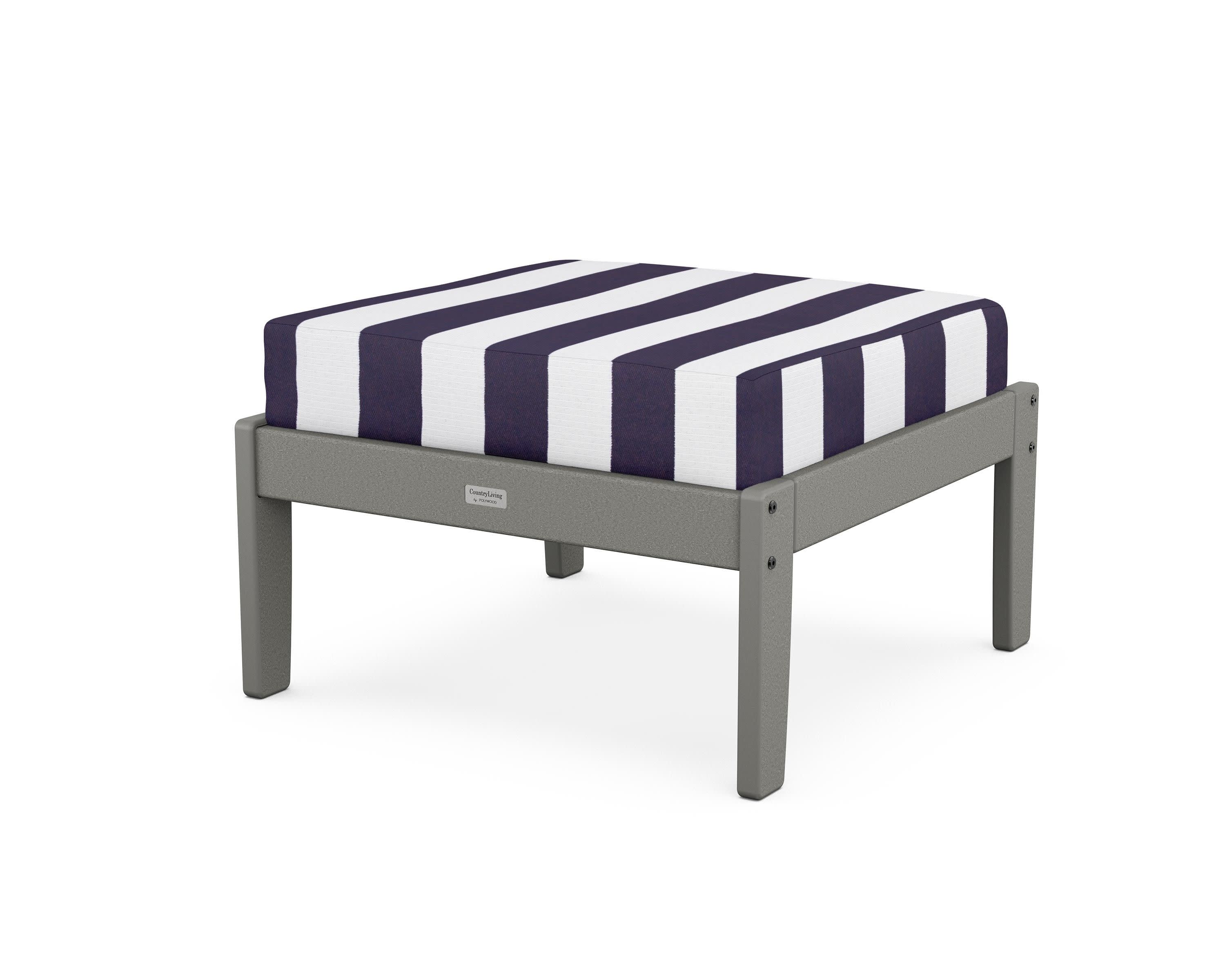 Cottage Deep Seating Ottoman in Slate Grey / Cabana Stripe Navy