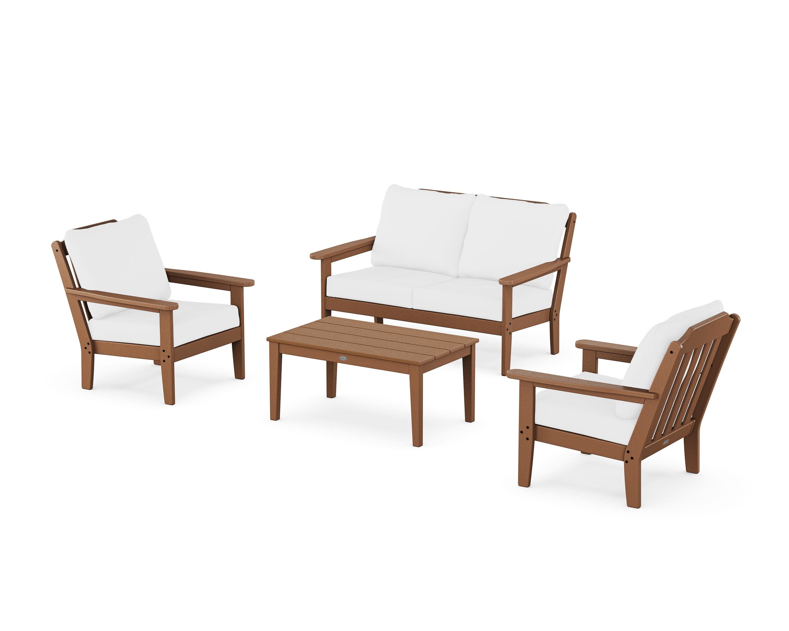 Cottage 4-Piece Deep Seating Set with Loveseat in Teak / Natural