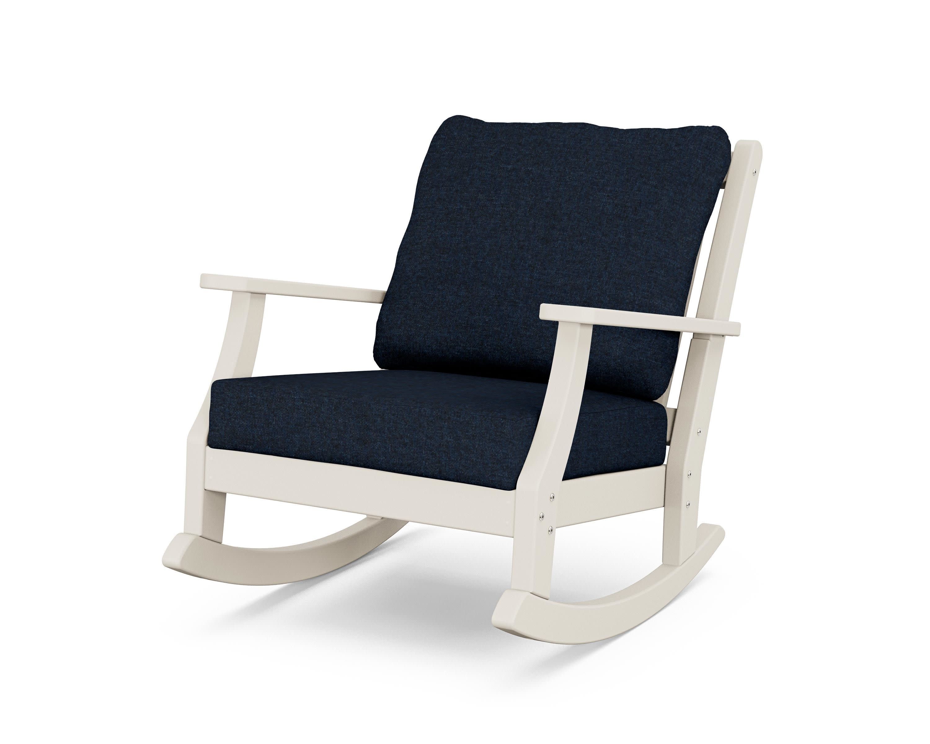 Wovendale Deep Seating Rocking Chair in Sand / Marine Indigo