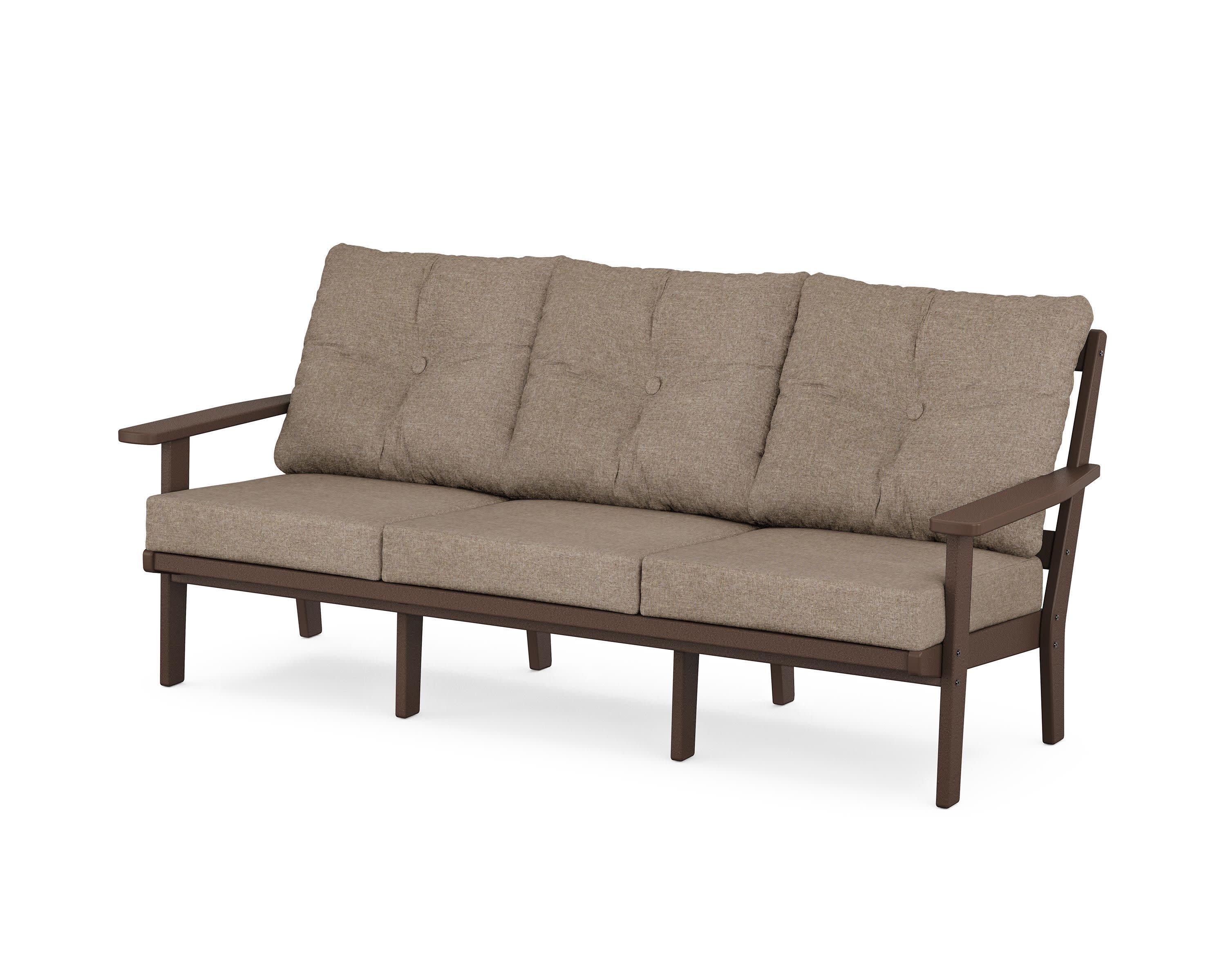 PrairieDeep Seating Sofa in Mahogany / Spiced Burlap
