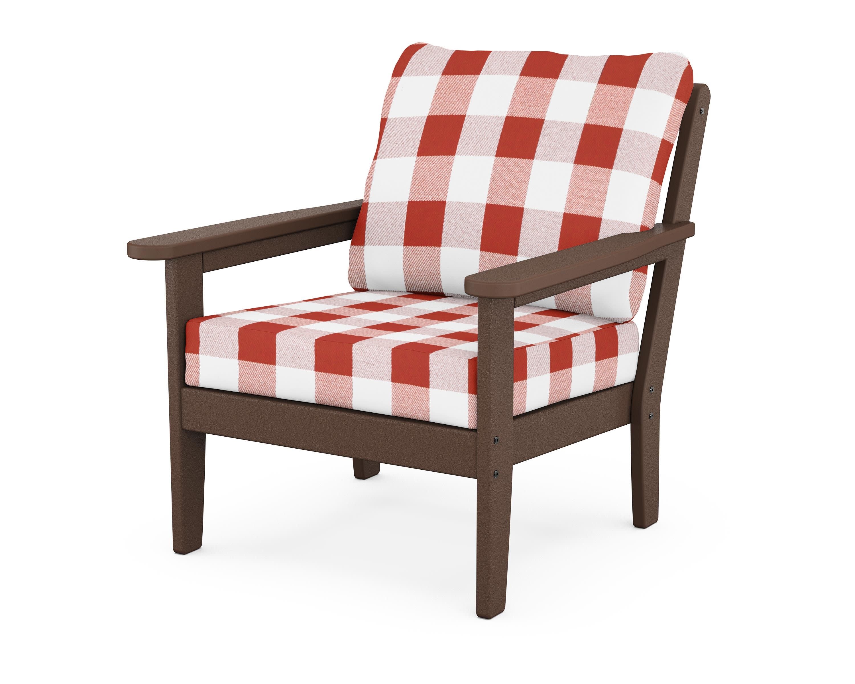 Cottage Deep Seating Chair in Mahogany / Buffalo Plaid Crimson