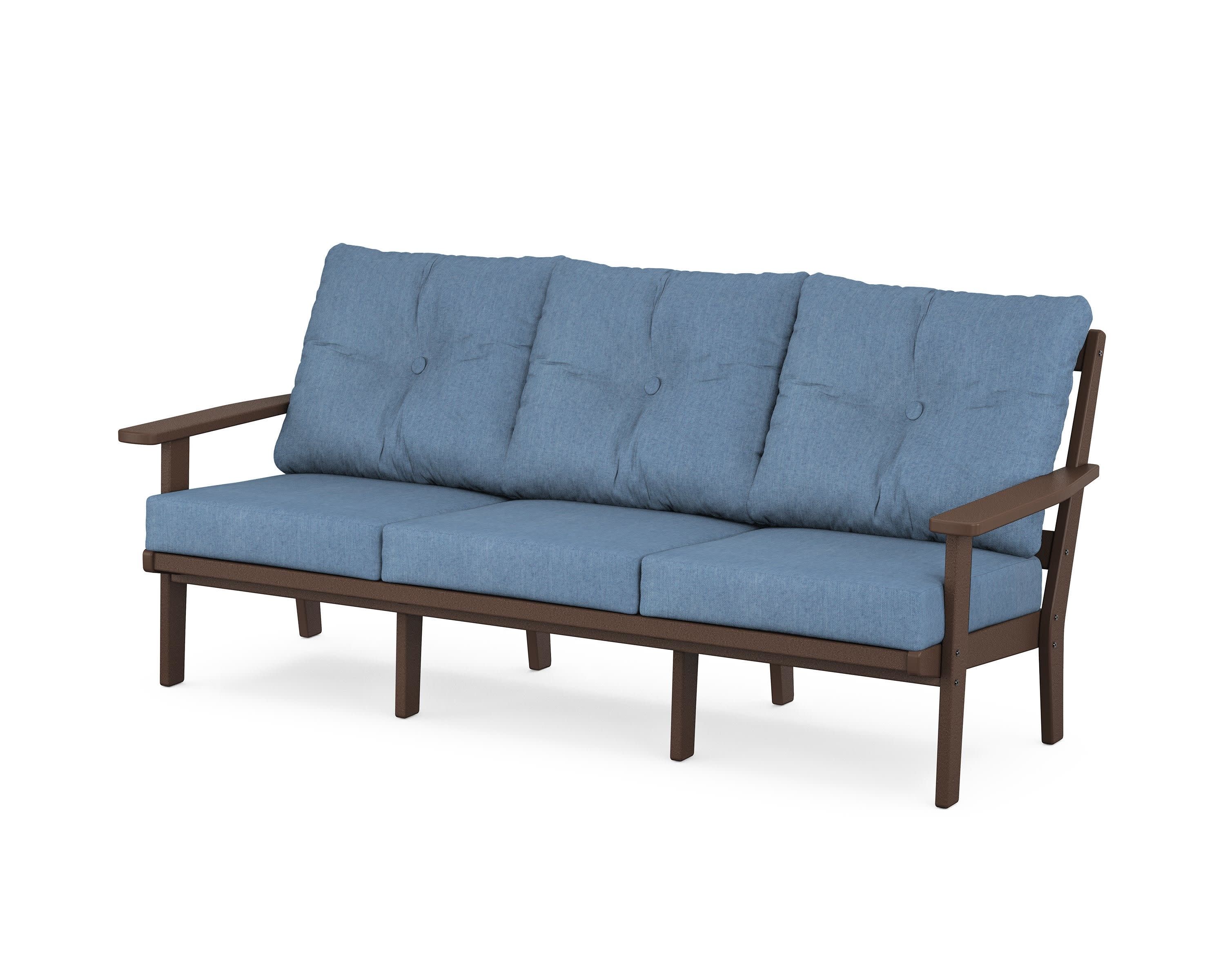 PrairieDeep Seating Sofa in Mahogany / Sky Blue