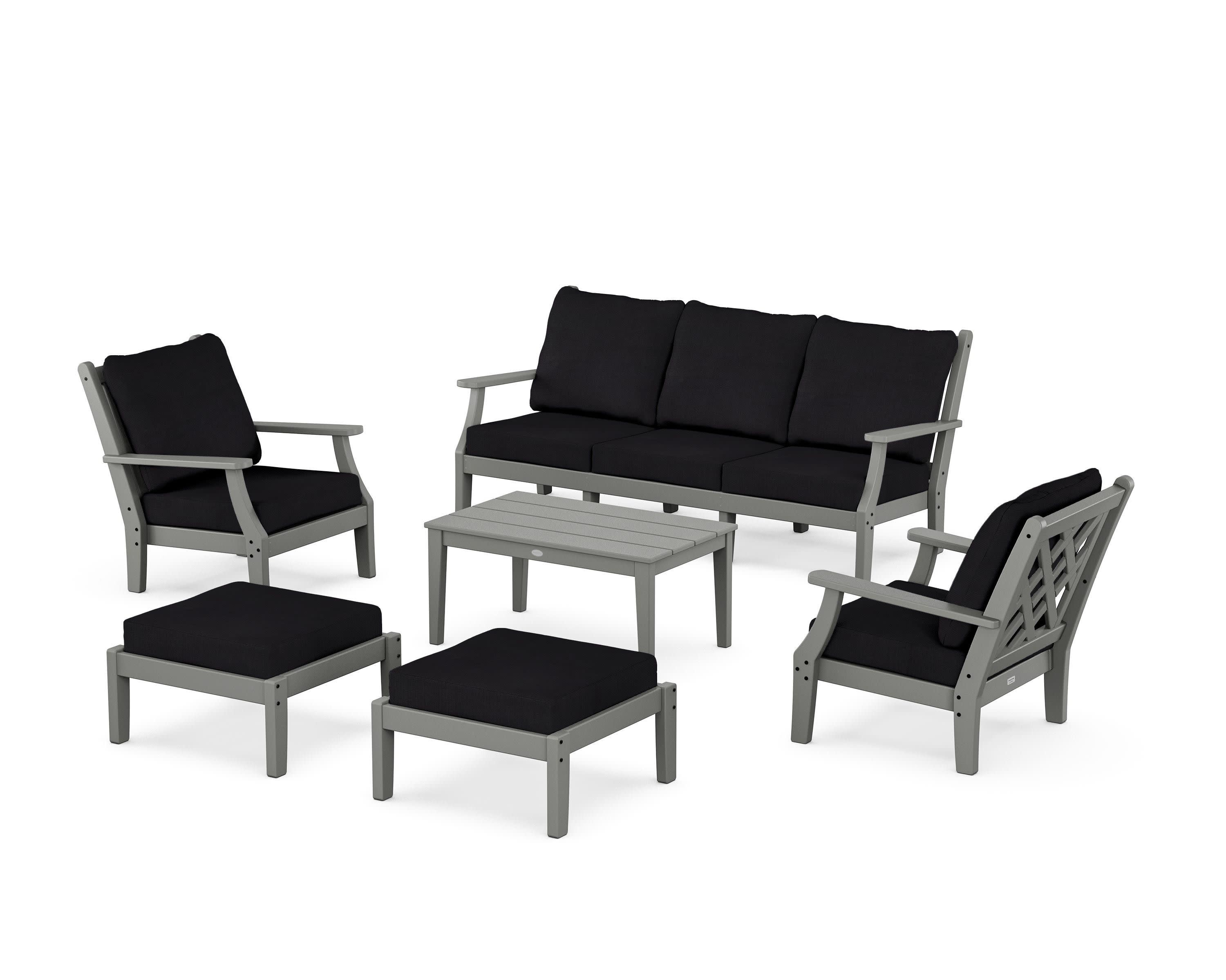 Wovendale 6-Piece Lounge Sofa Set in Slate Grey / Midnight Linen