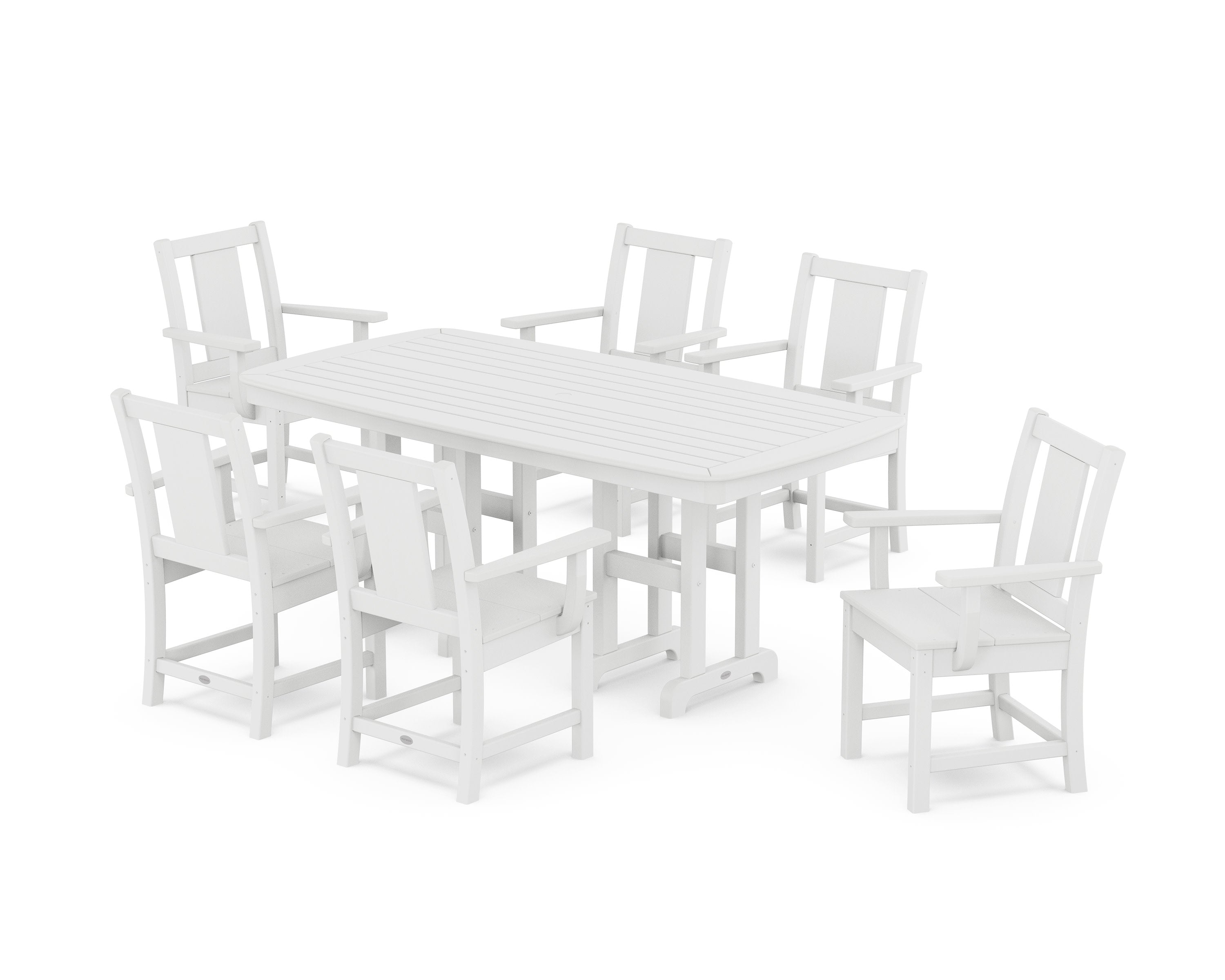 Prairie Arm Chair 7-Piece Dining Set in White