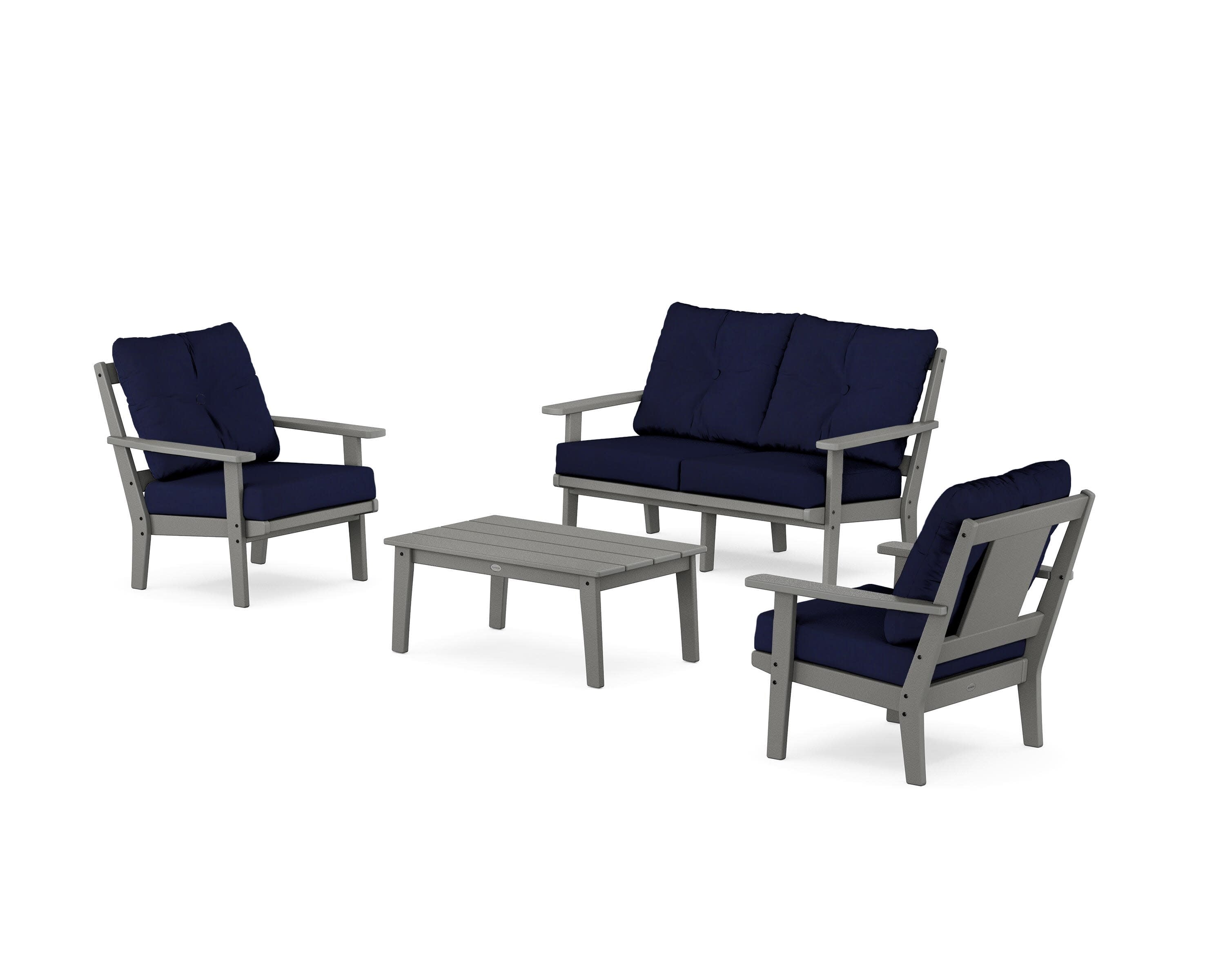 Prairie 4-Piece Deep Seating Set with Loveseat in Slate Grey / Navy