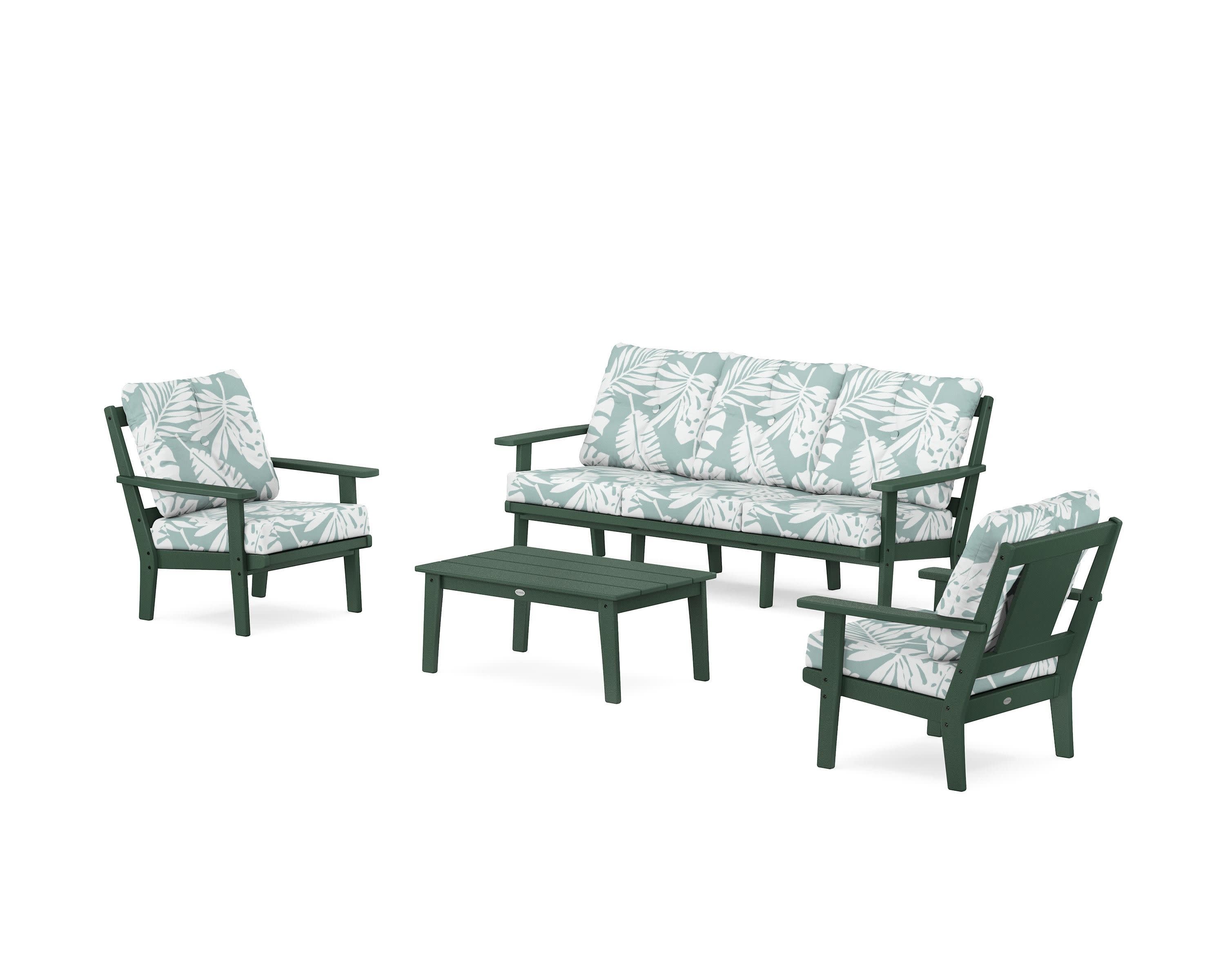 Prairie 4-Piece Deep Seating Set with Sofa in Green / Leaf Glacier Spa