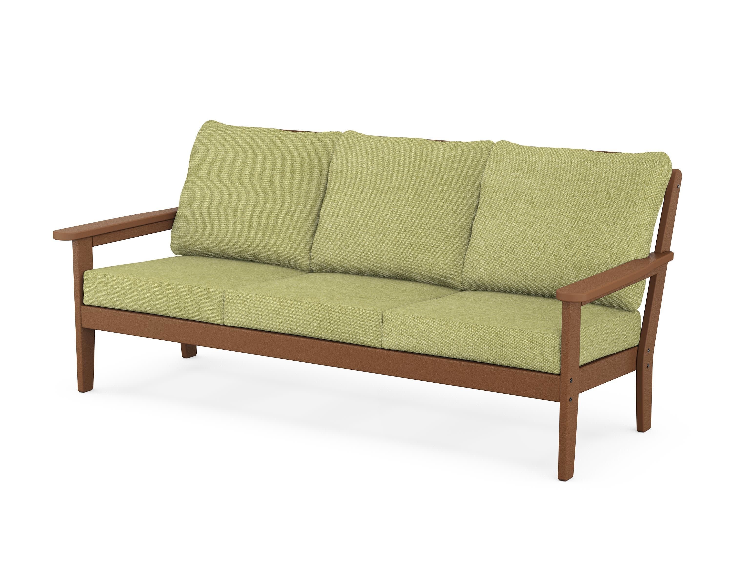 Cottage Deep Seating Sofa in Teak / Chartreuse Boucle
