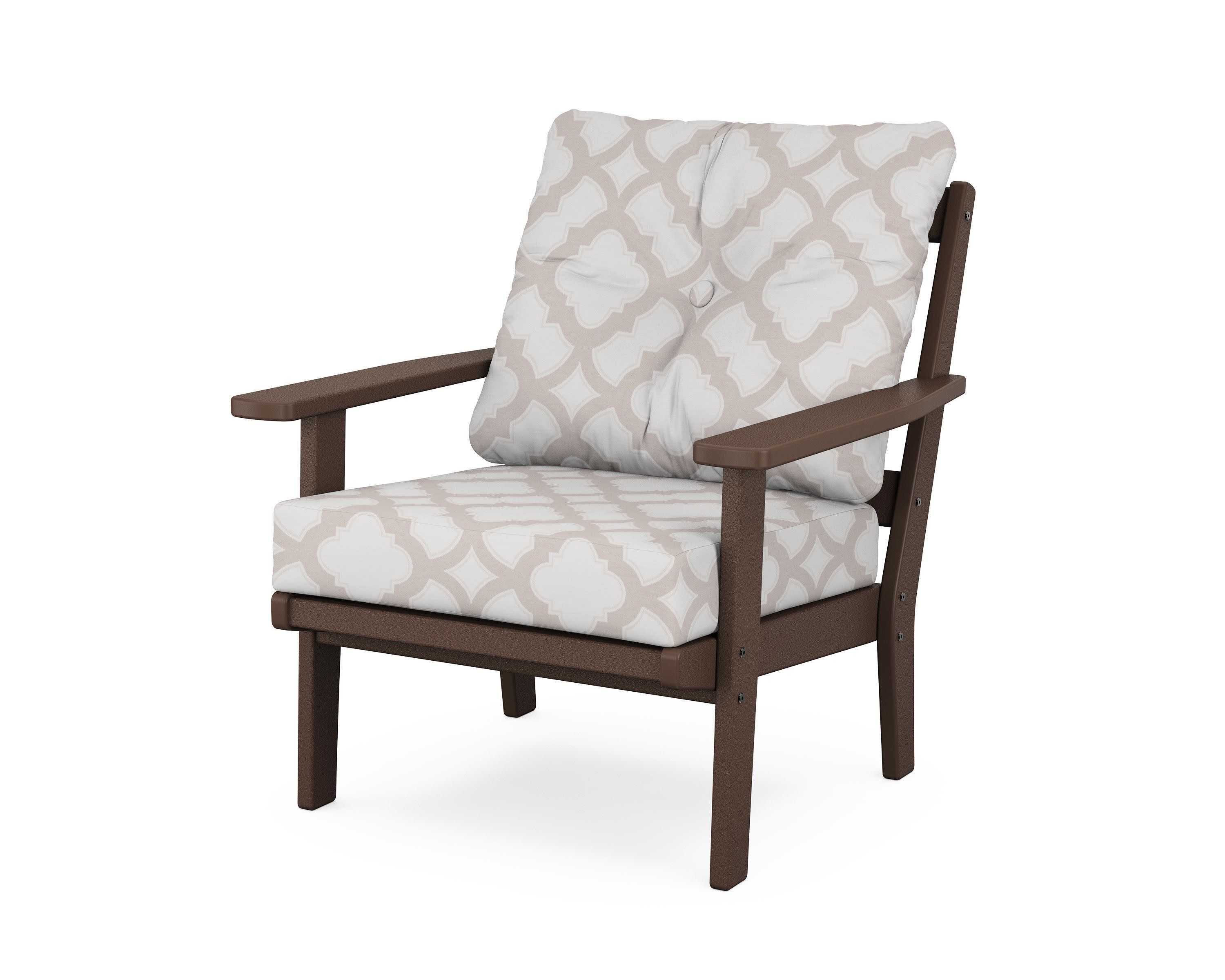 Prairie Deep Seating Chair in Mahogany / Trellis Dune Burlap