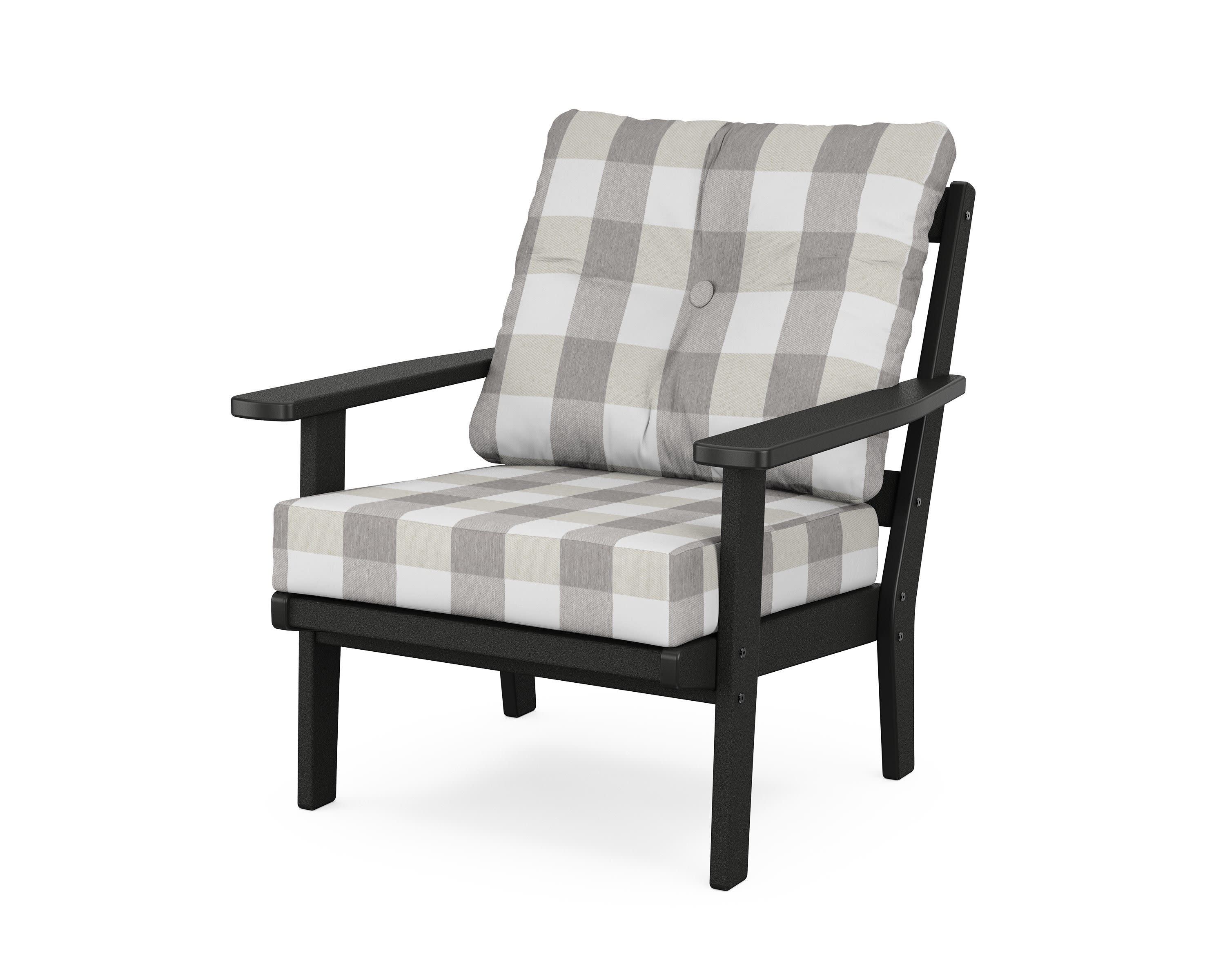 Prairie Deep Seating Chair in Black / Buffalo Plaid Grey Mist