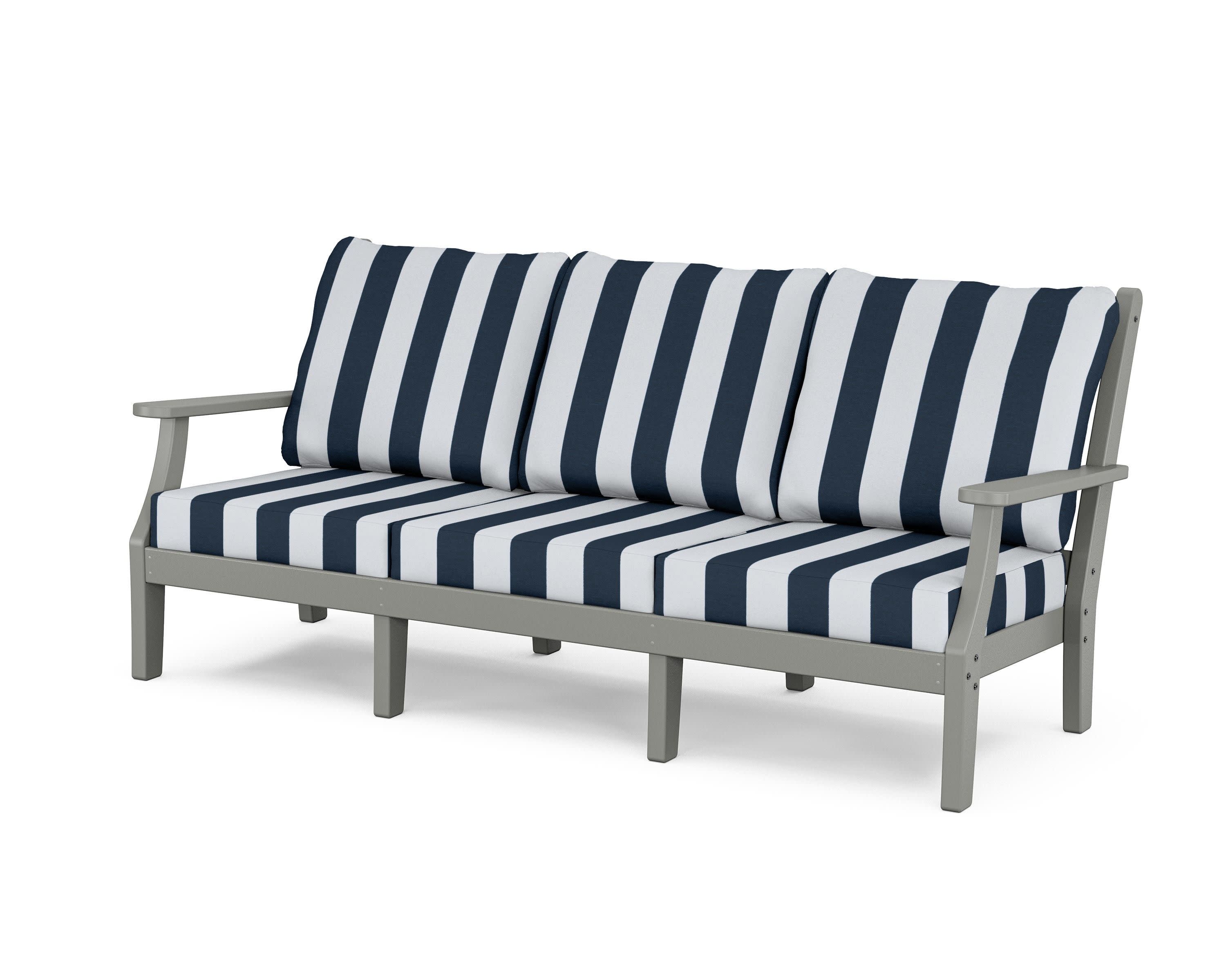 Wovendale Deep Seating Sofa in Slate Grey / Cabana Stripe Marine Indigo
