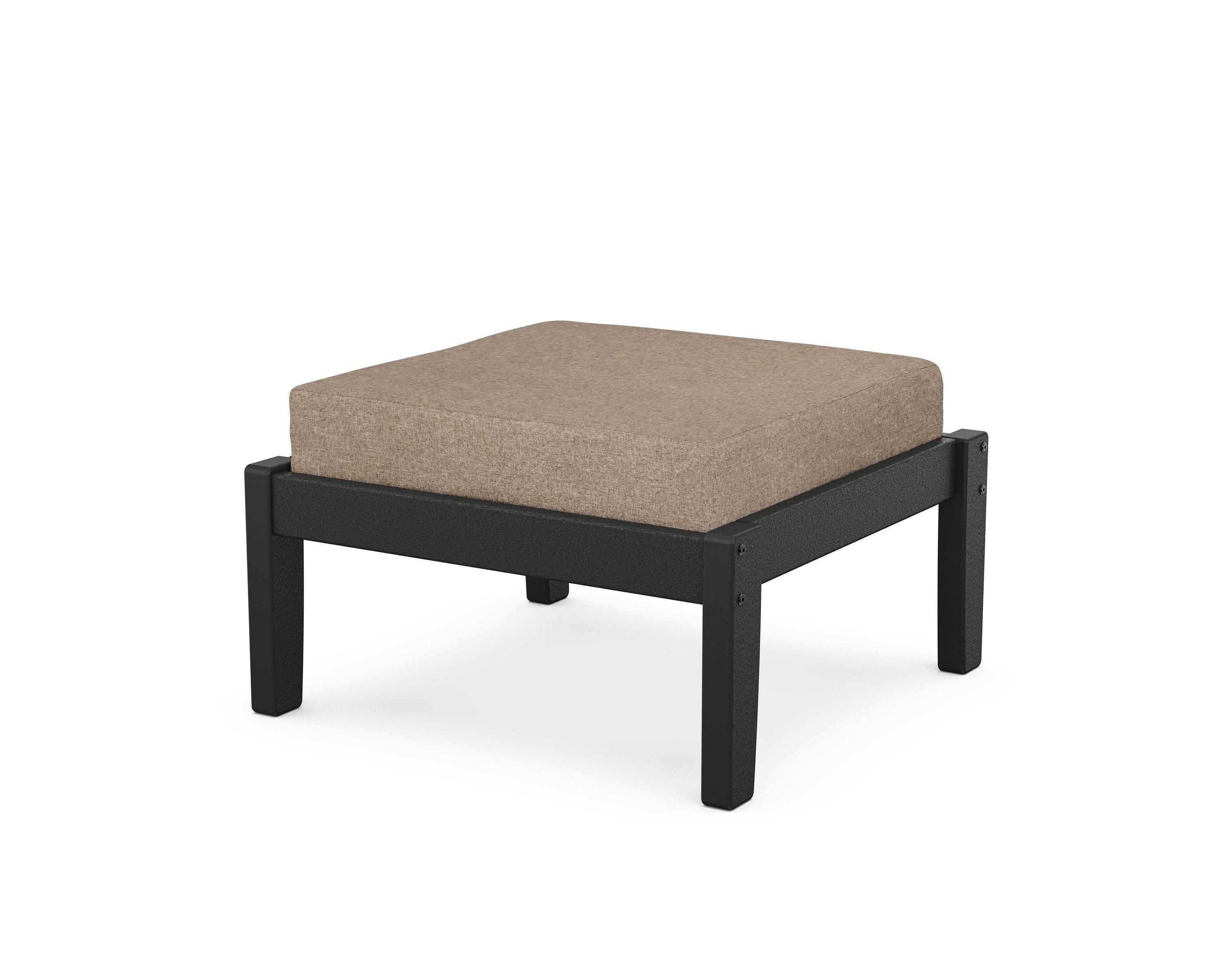 Deep Seating Ottoman in Black / Spiced Burlap