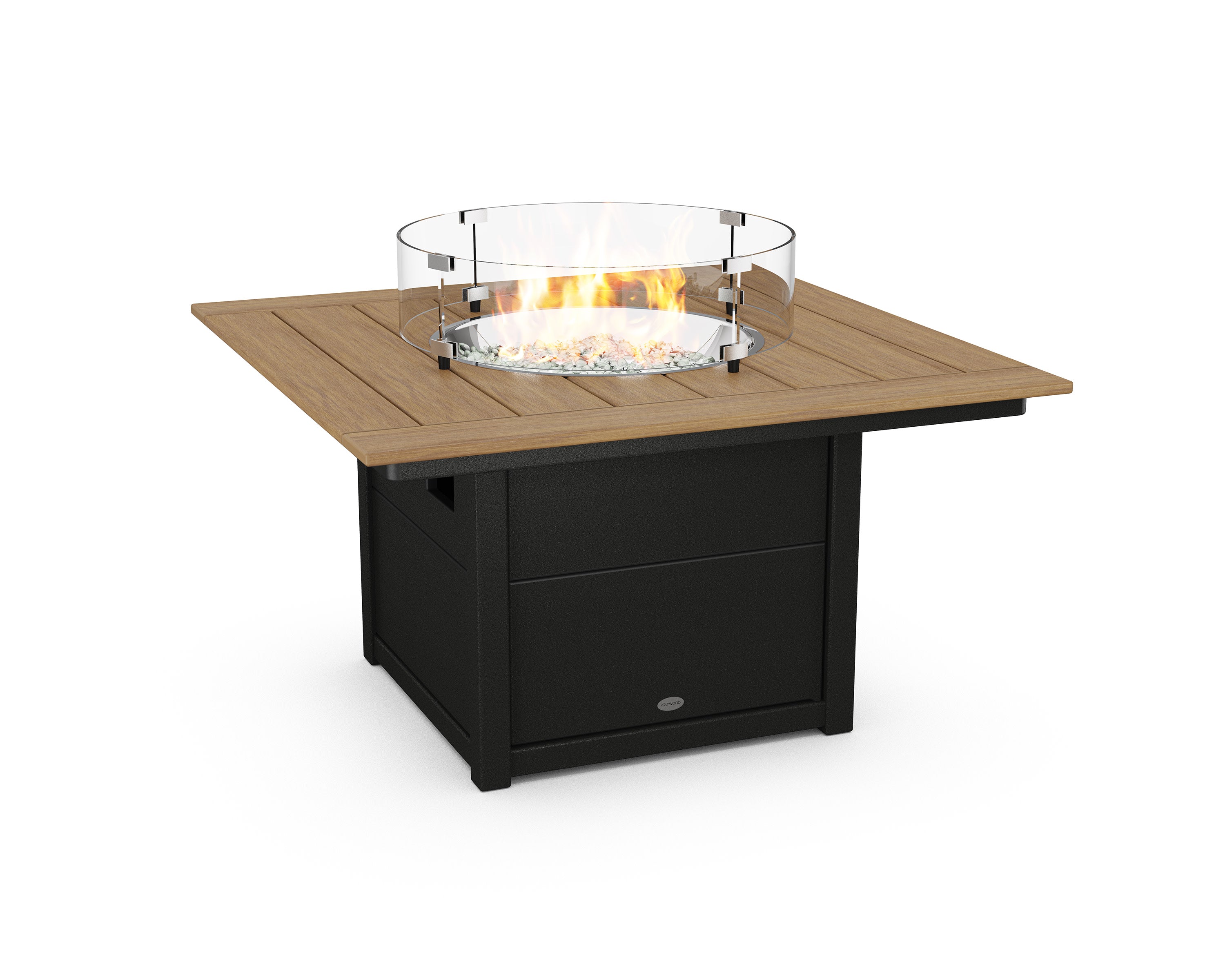 Square 42" Fire Pit Table in Black / Natural