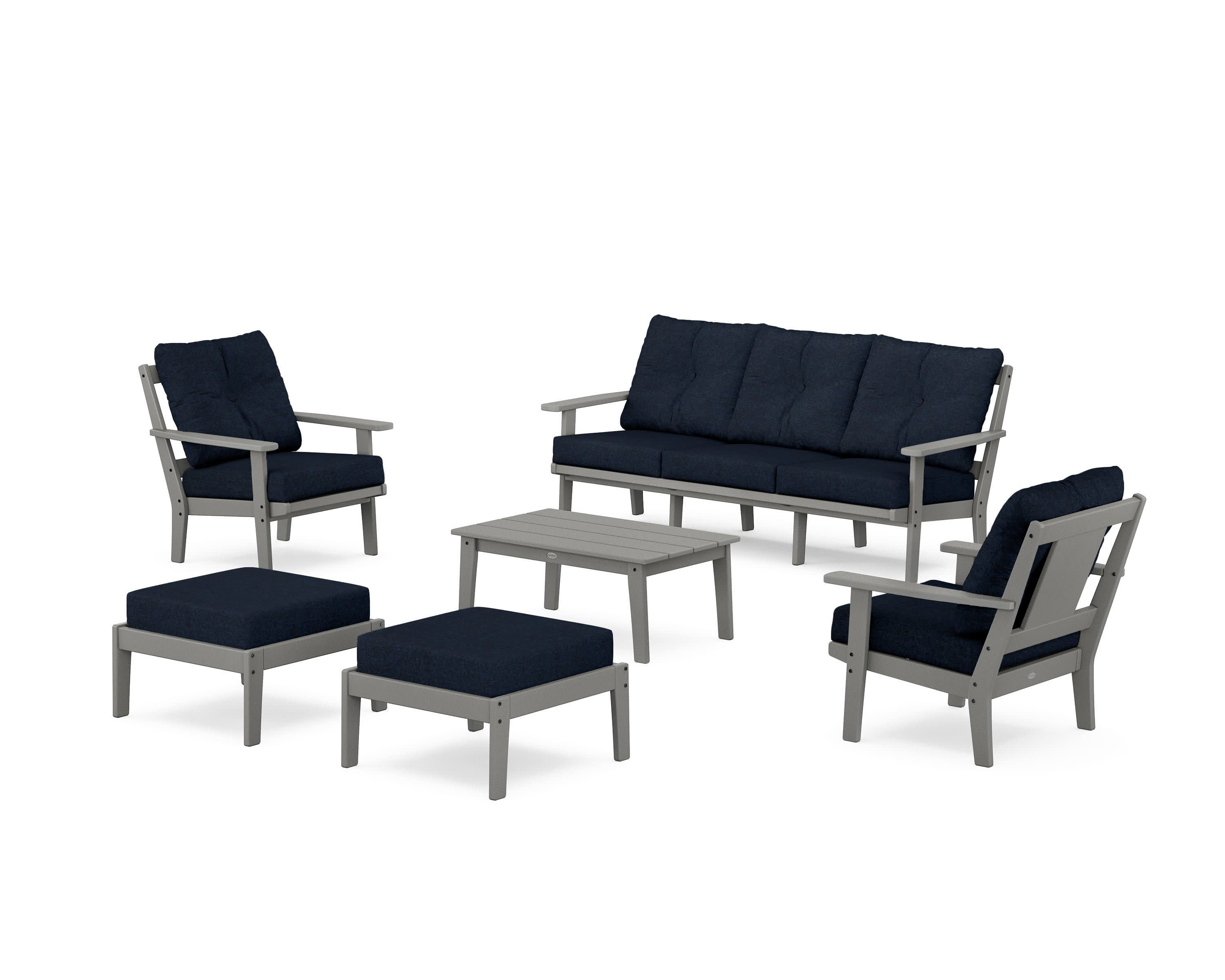 Prairie 6-Piece Lounge Sofa Set in Slate Grey / Marine Indigo