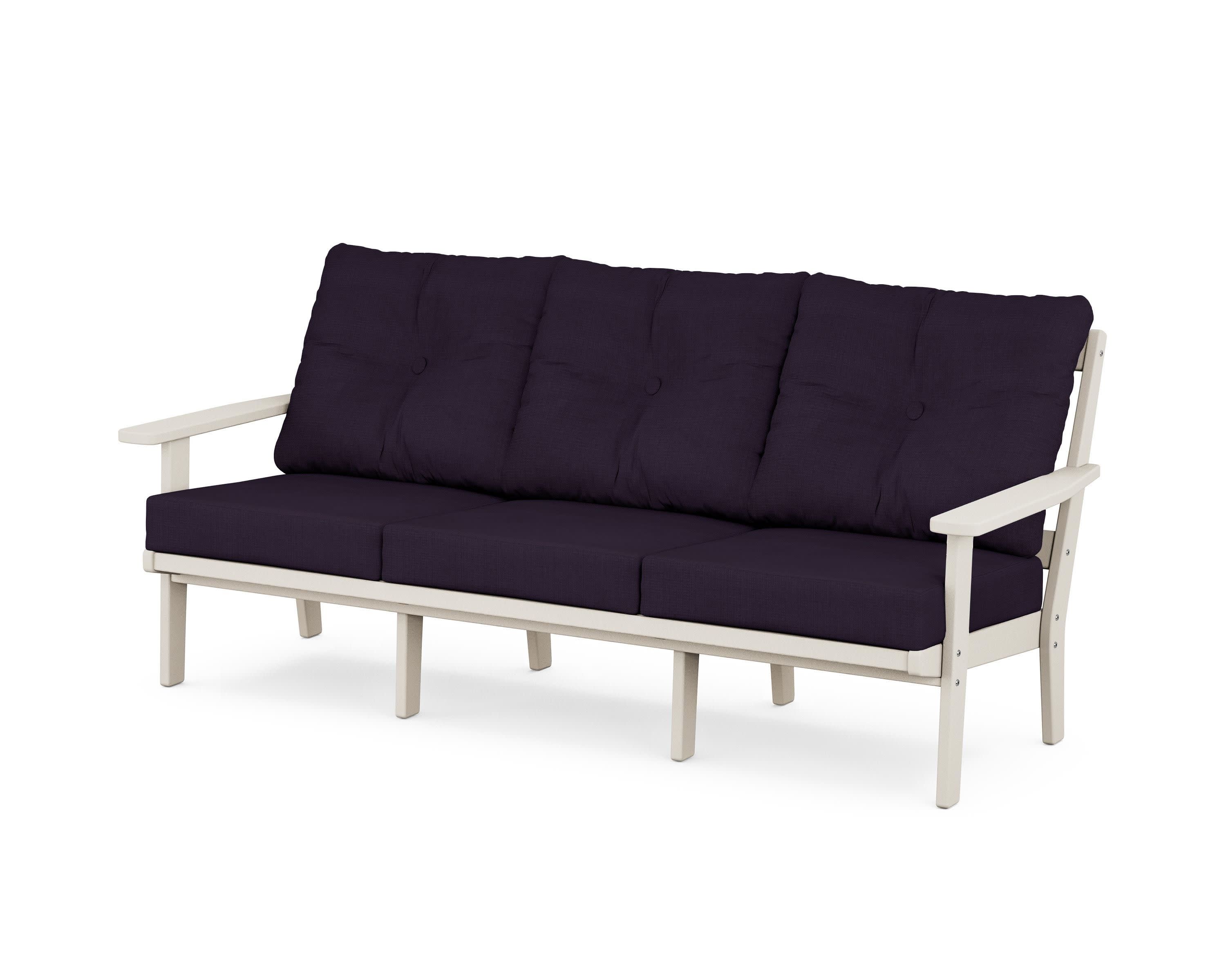 PrairieDeep Seating Sofa in Sand / Navy Linen