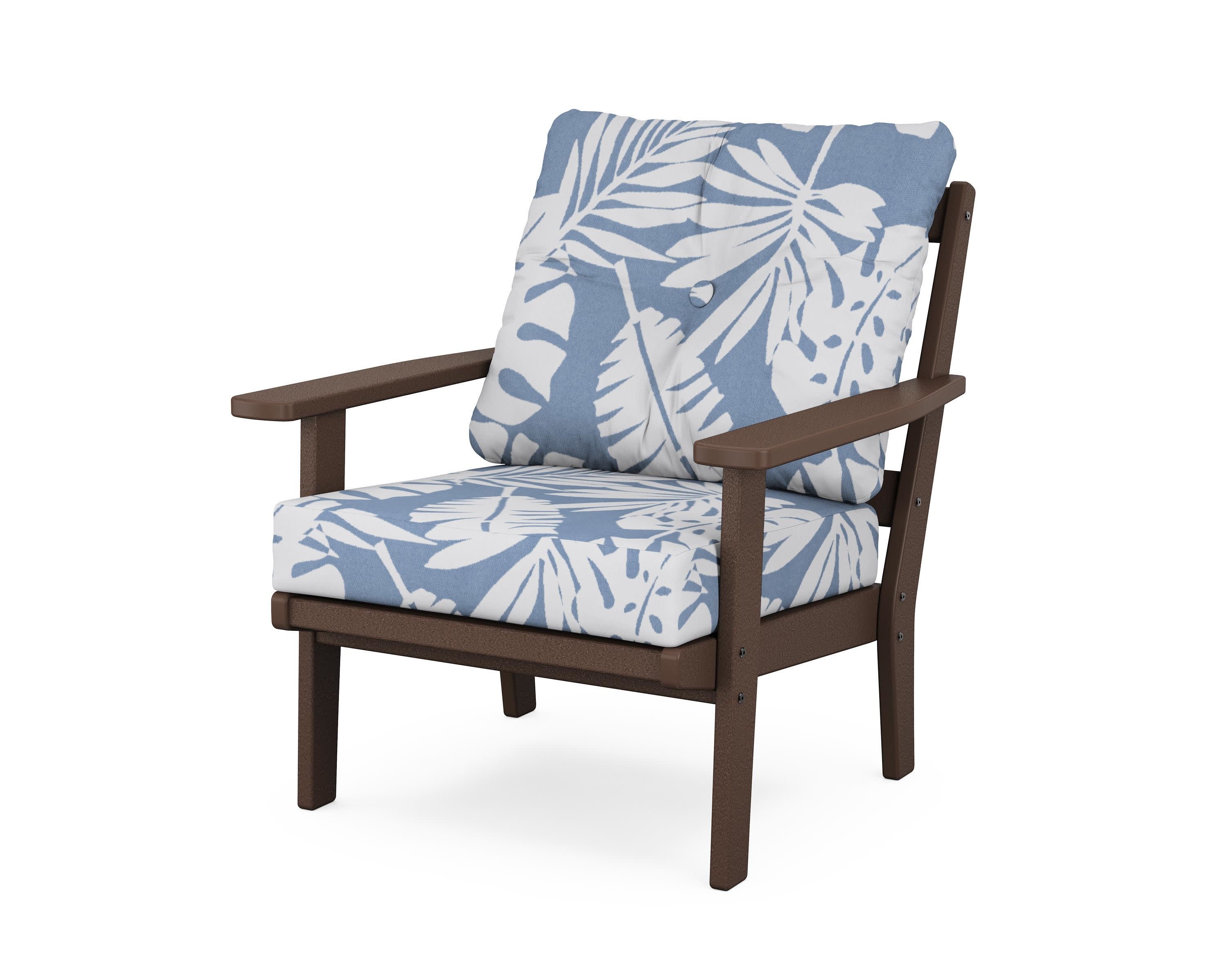 Prairie Deep Seating Chair in Mahogany / Leaf Sky Blue